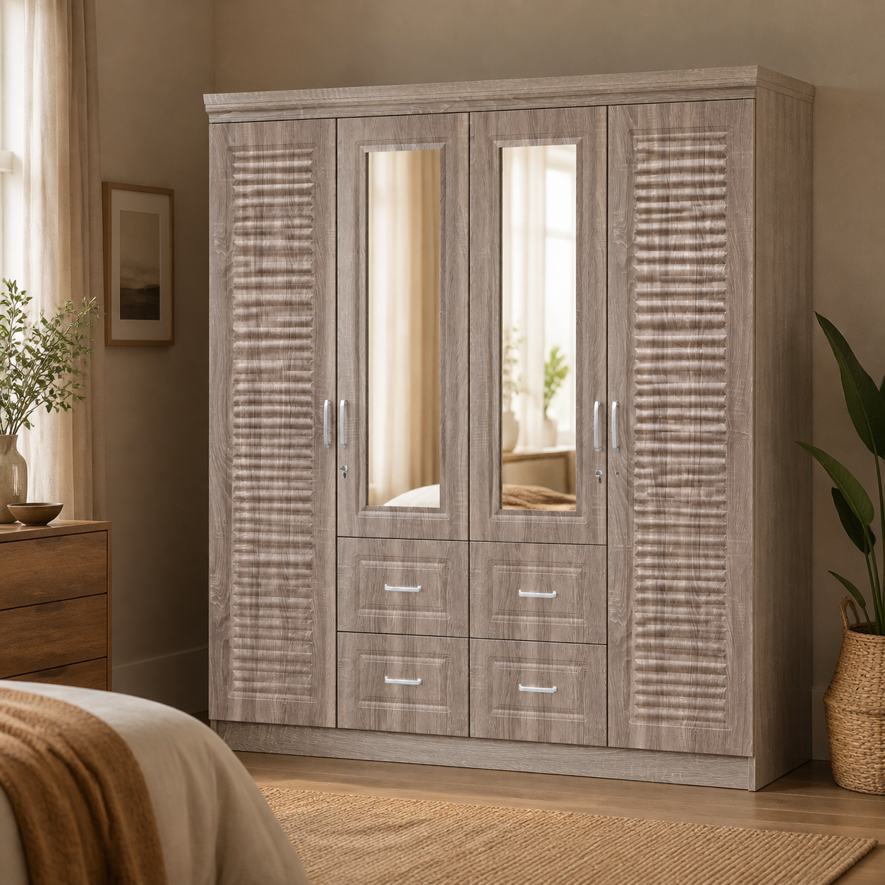 Armario Gris Claro 160*50*195 W084-9D en ambiente