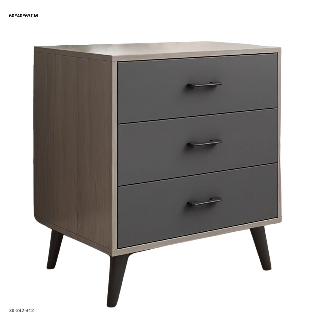 MESITA DE NOCHE GRIS OAK 3GAVETAS 60*40*63CM DM23