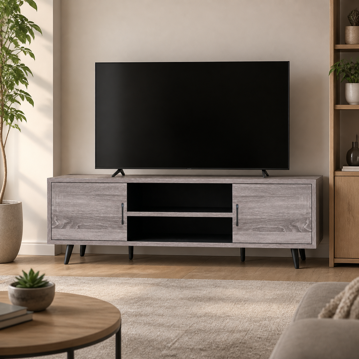 Panel de TV Chocolate 120*38*44CM en ambiente