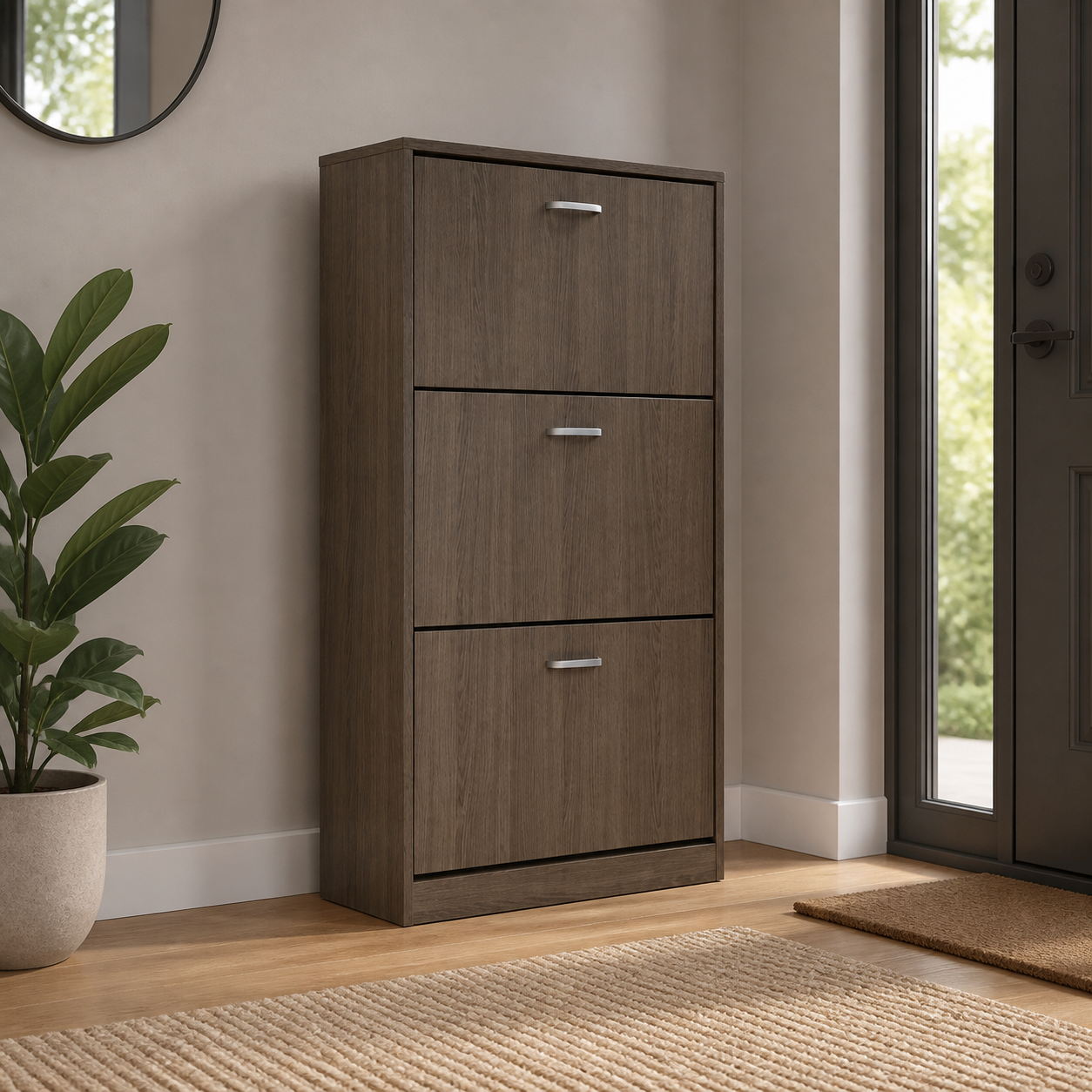 Zapatera Gris 5 Gavetas 60*17*112CM SP23 en ambiente