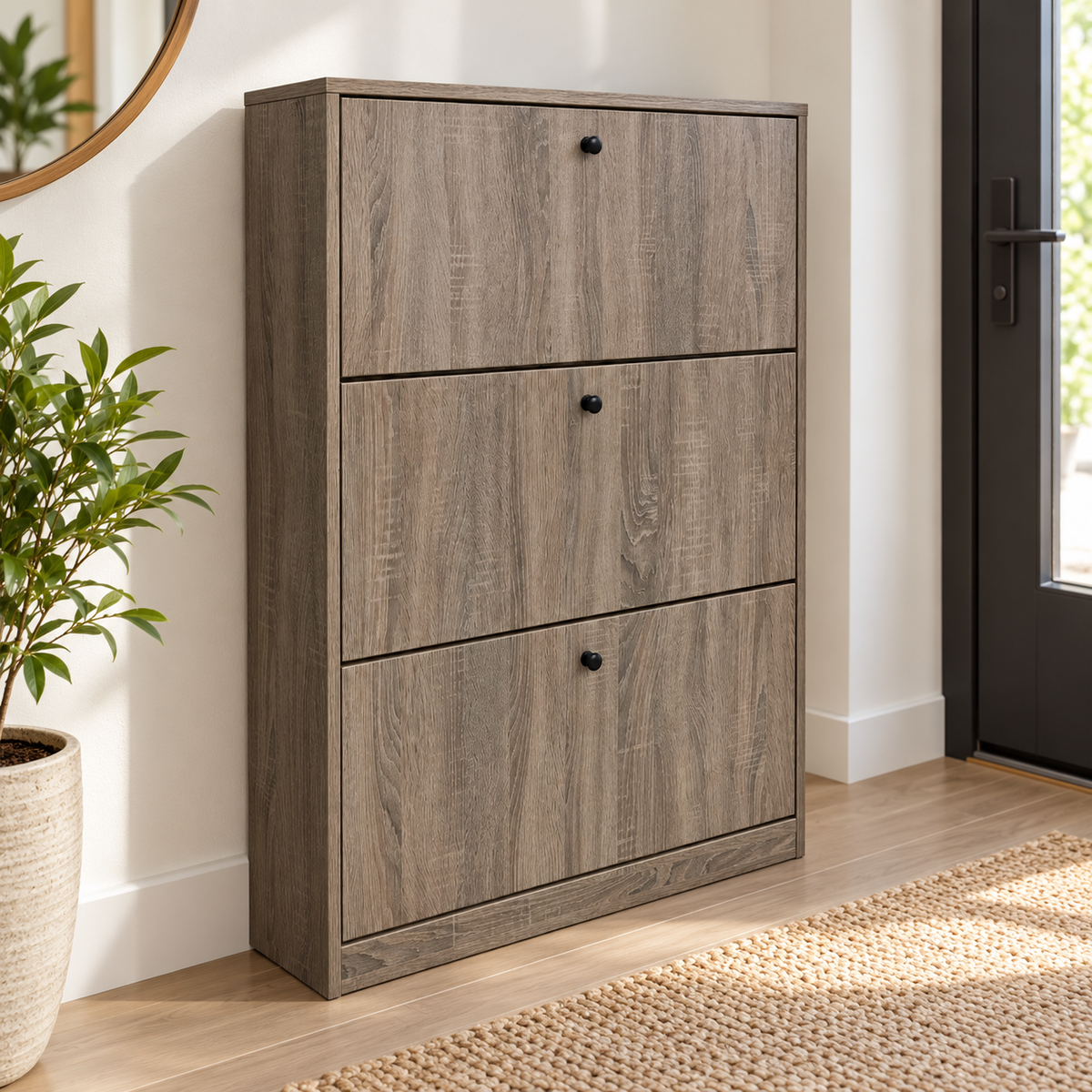 Zapatera 3 Compartimentos Abatibles 80x24x112 cm SP23B en ambiente