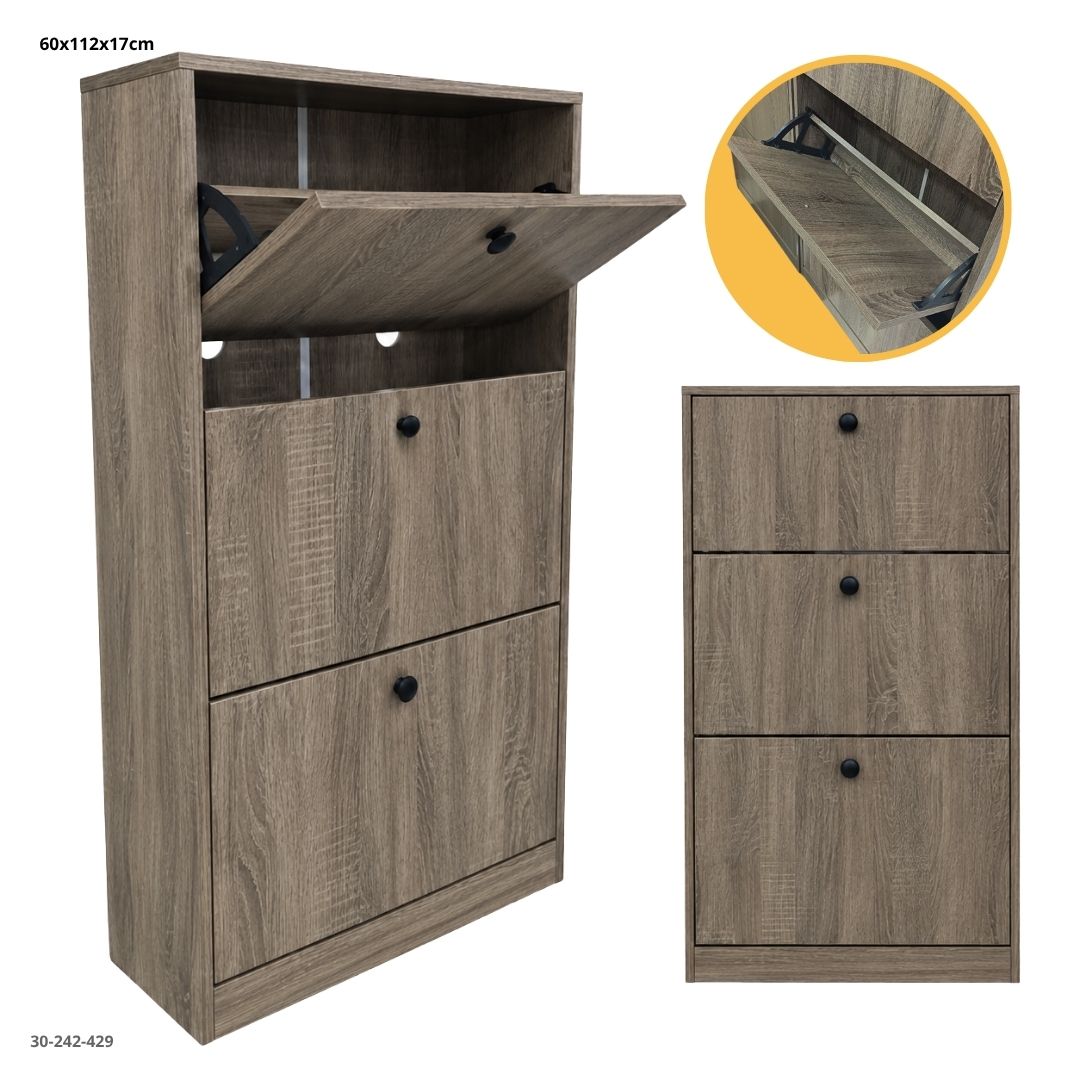 Zapatera 3 Compartimentos Abatibles 60x17x112 cm SP23 - Ref. 30-242-429