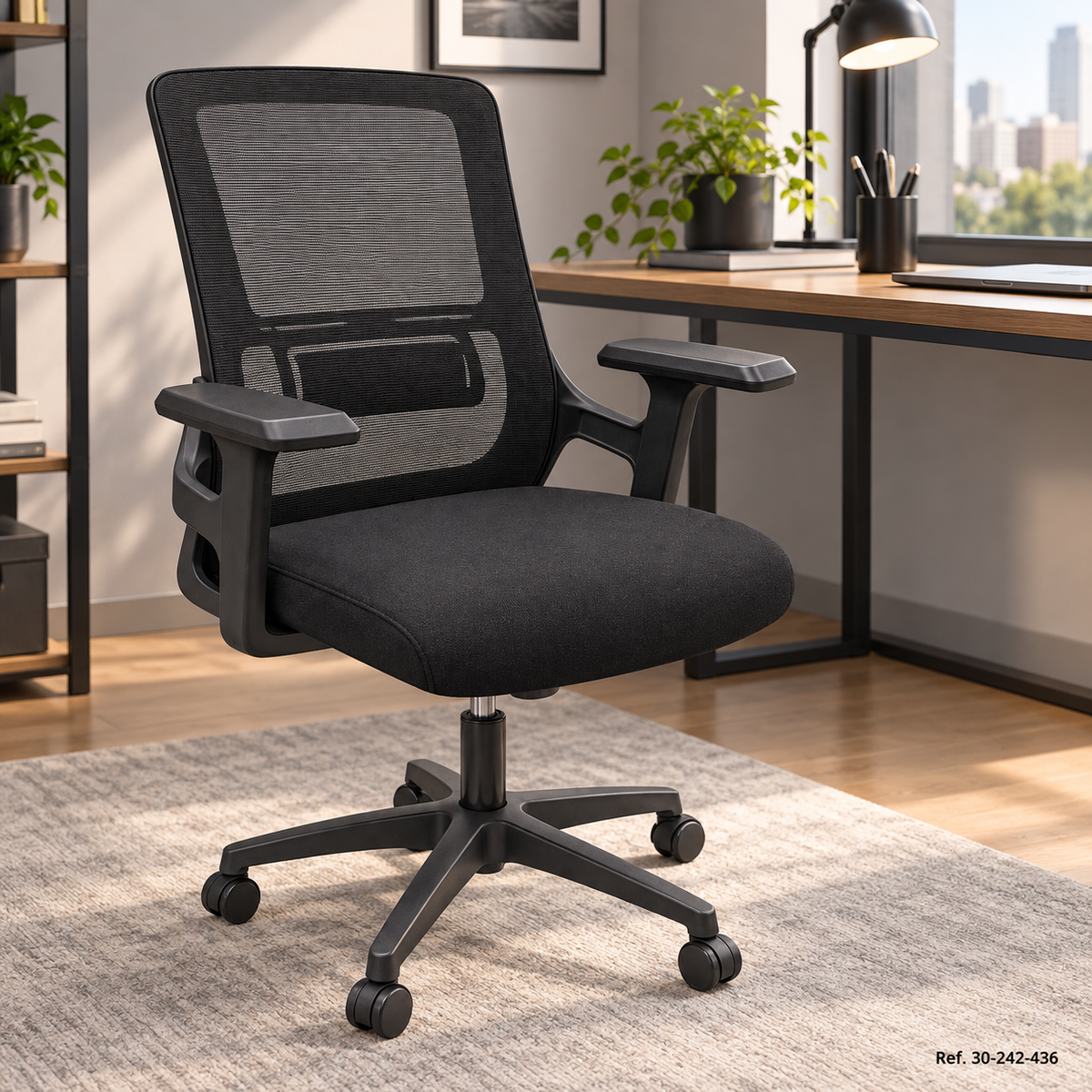 Silla de Oficina de Malla con Soporte Lumbar y Brazos Regulables - en ambiente (30-242-436)