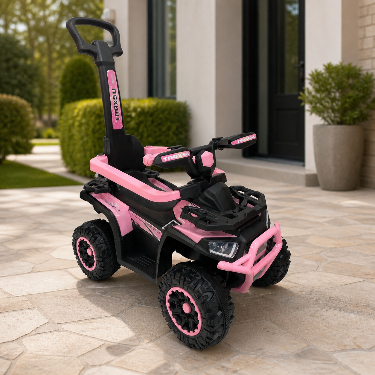 Moto Rosa para Niños en ambiente exterior