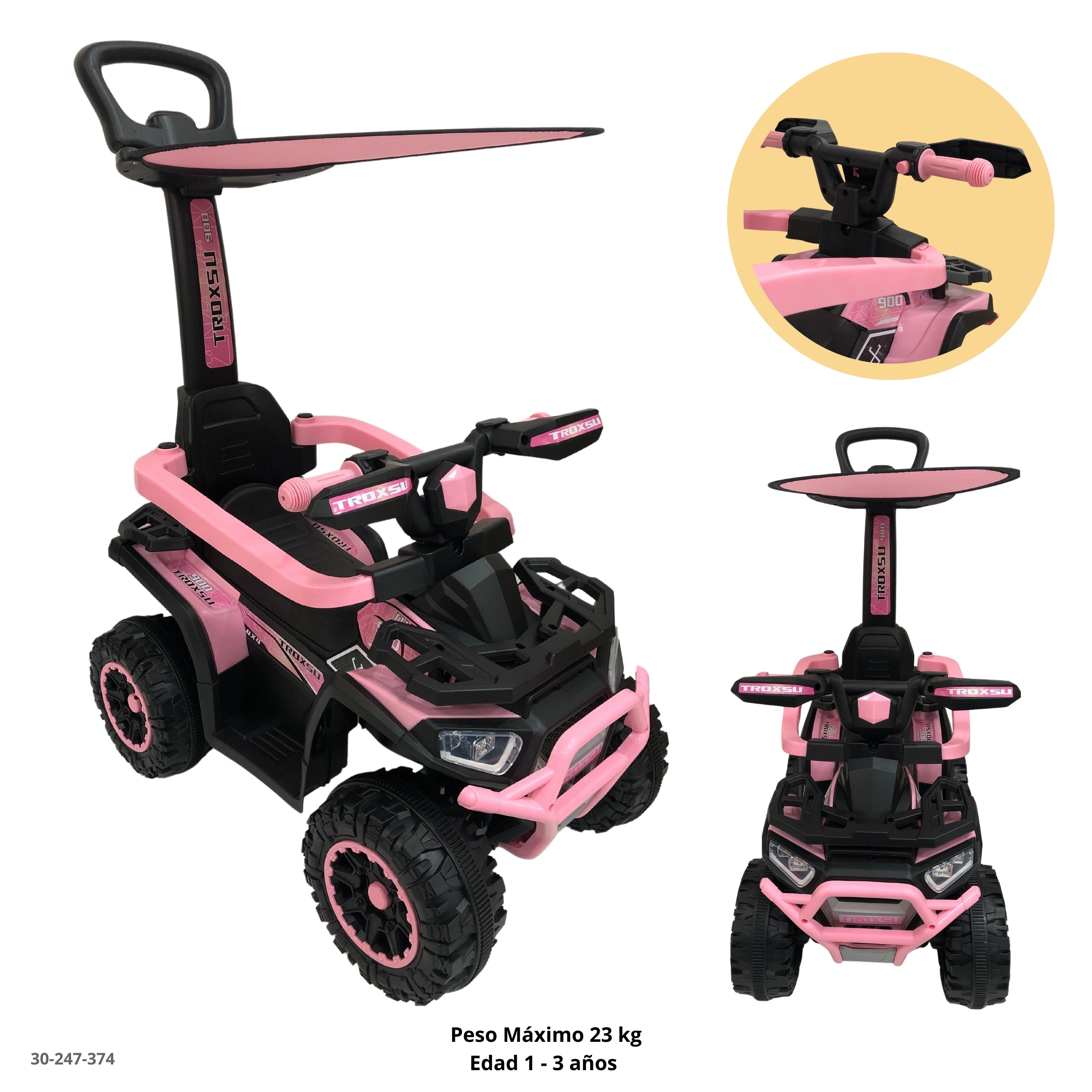 MOTO ROSA PARA NIÑOS C/TECHO