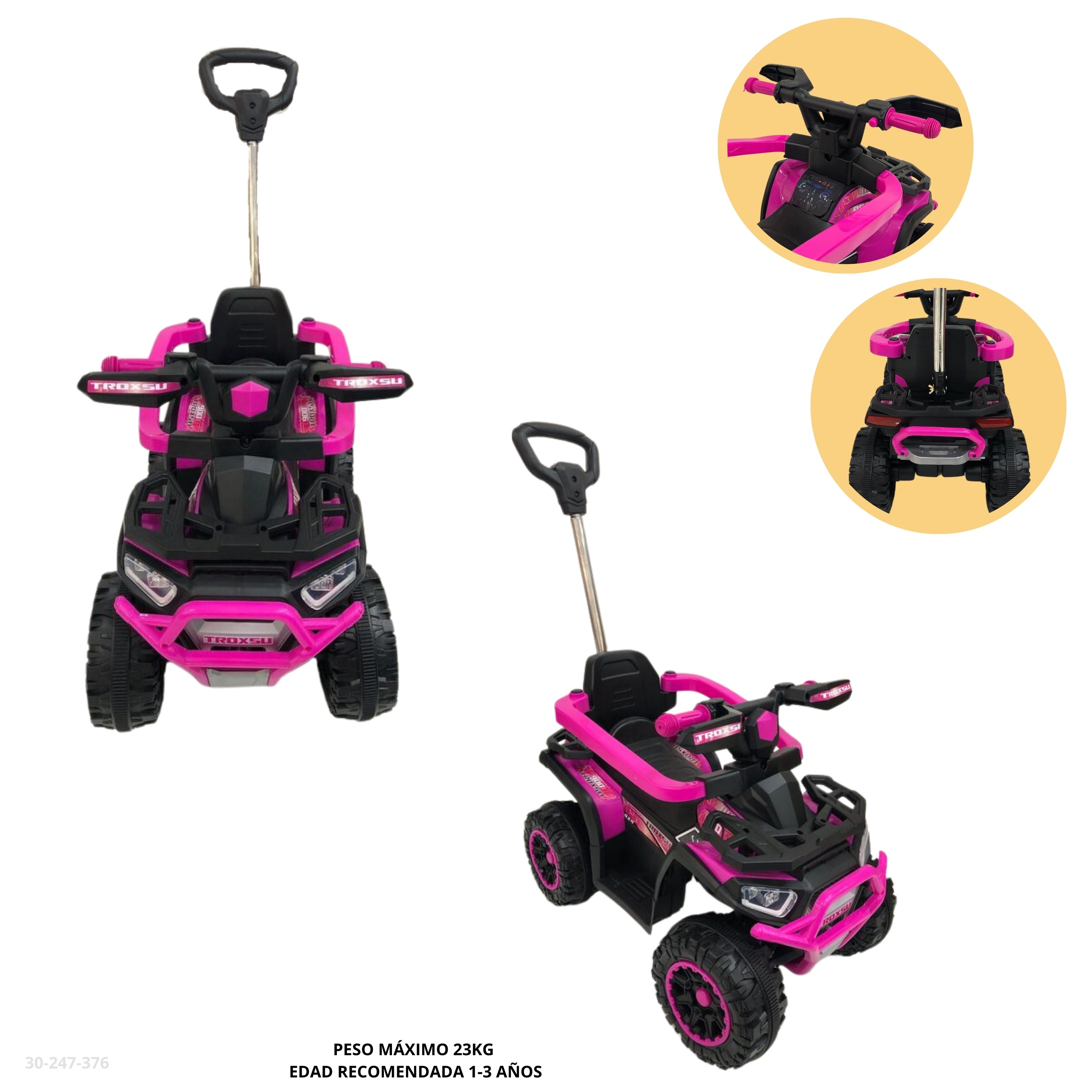 MOTO ROSA PARA NIÑOS GIRATORIO