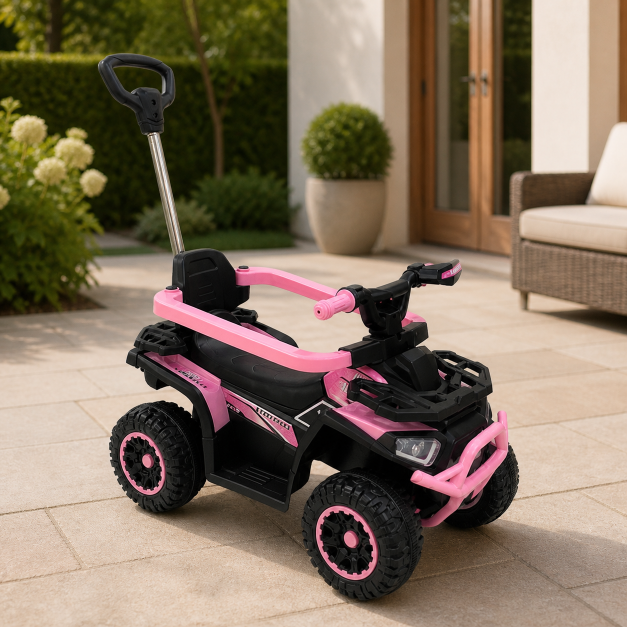 Moto Rosa para Niñas Giratorio en ambiente exterior