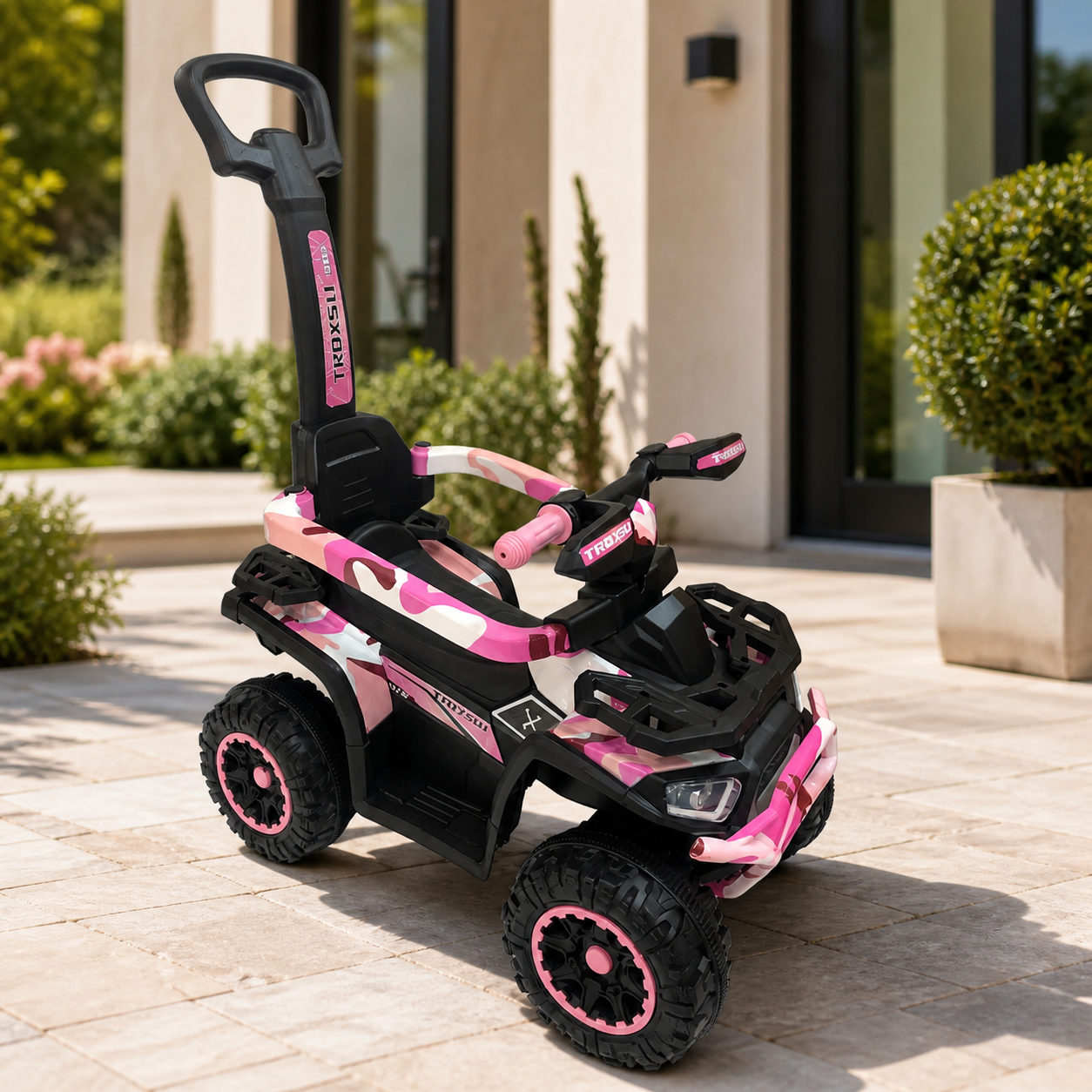 Moto Rosa Army para Niños en ambiente exterior