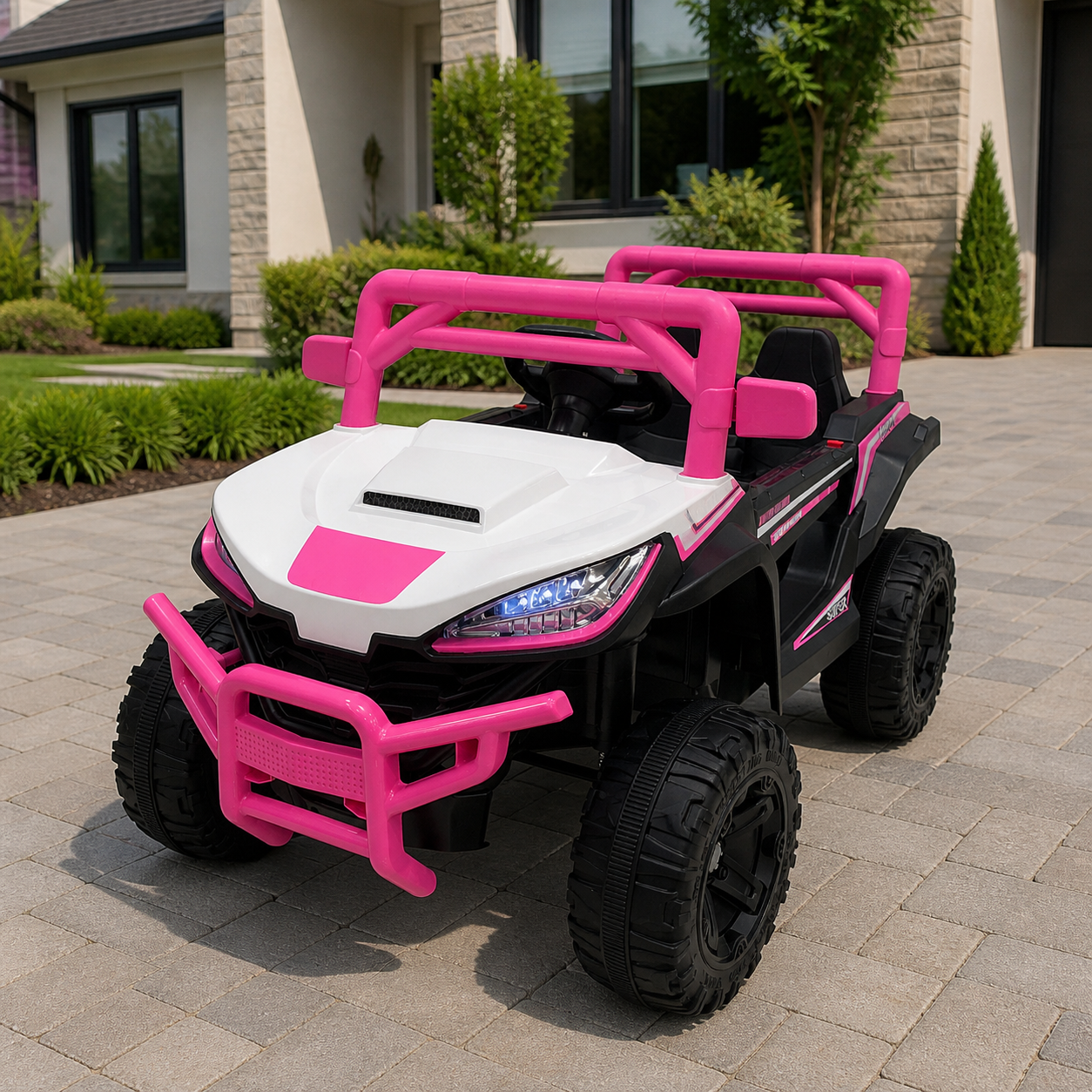 Carro rosado para niña en ambiente