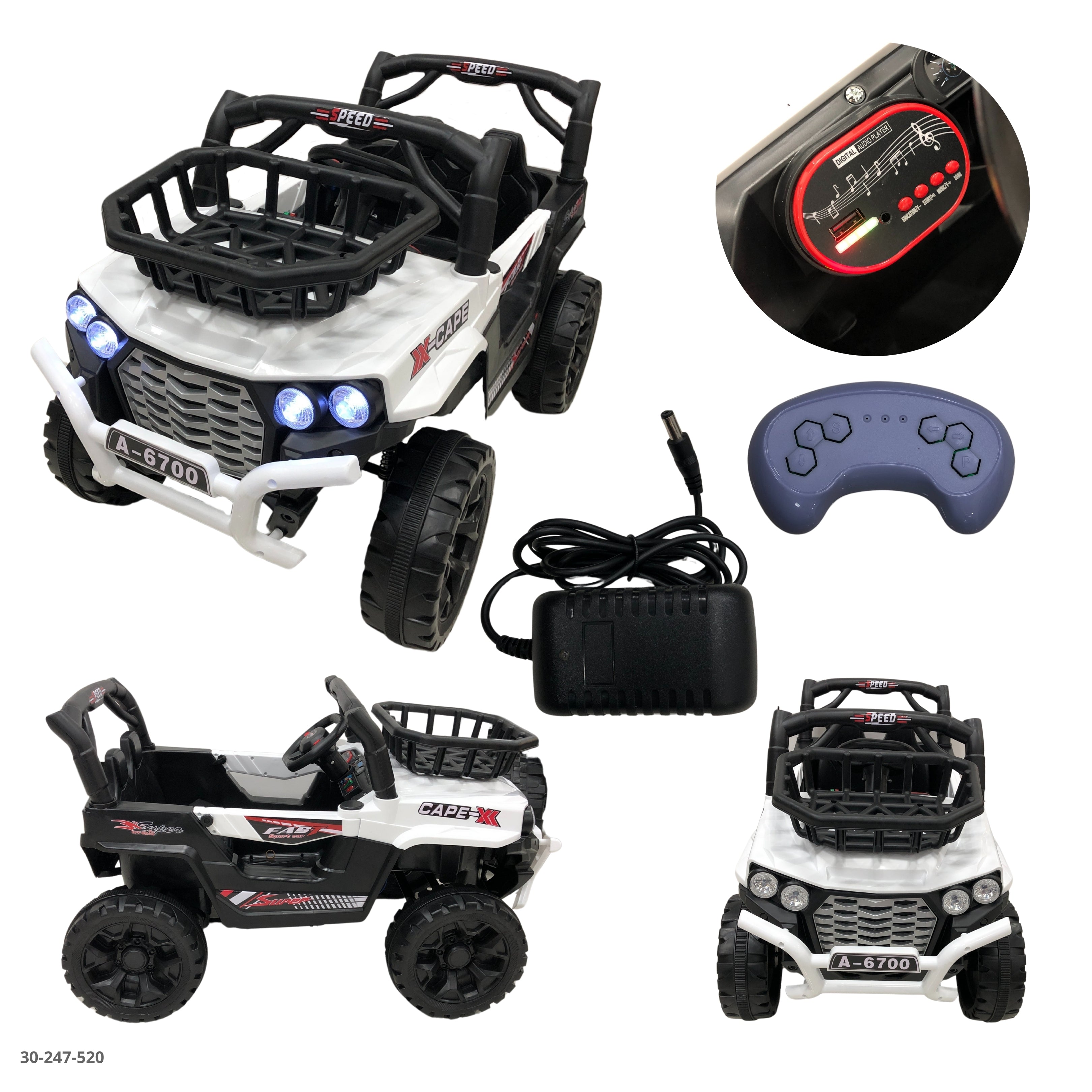 Carro Eléctrico Blanco para Niños con Control Remoto - Ref. 30-247-520