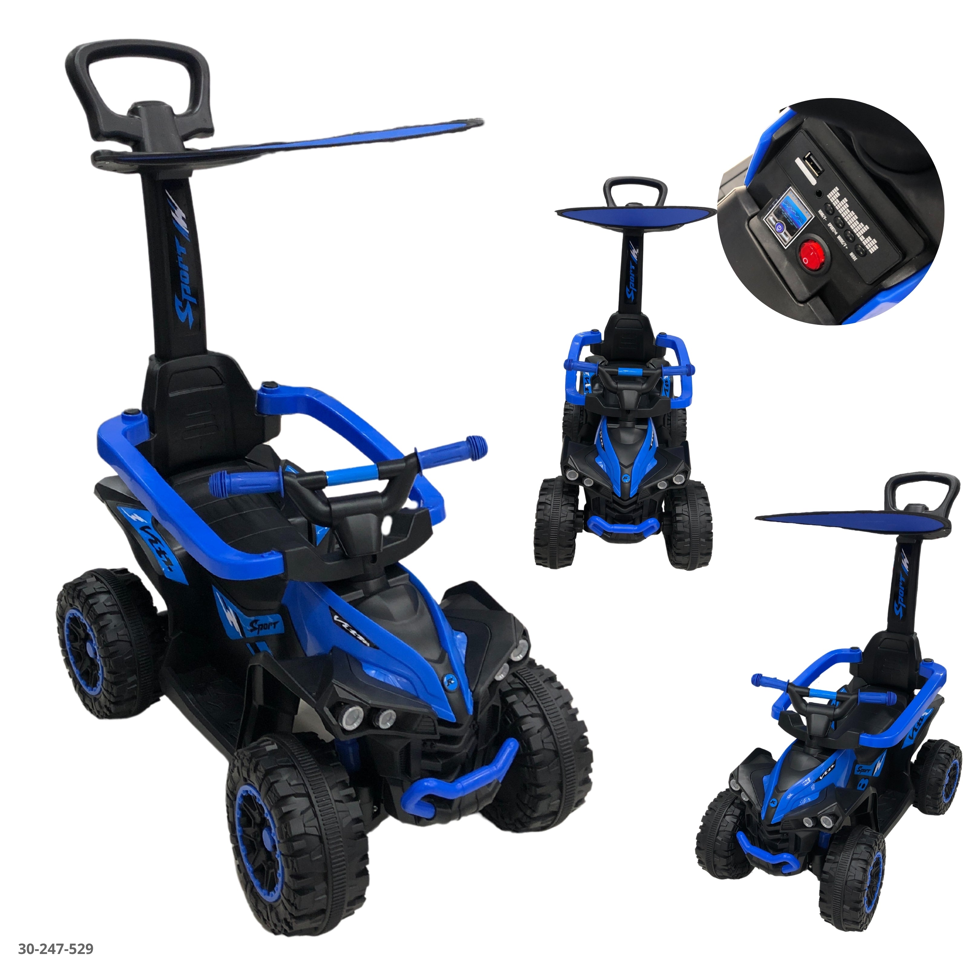 MOTO AZUL CON TECHO PARA NIÑOS