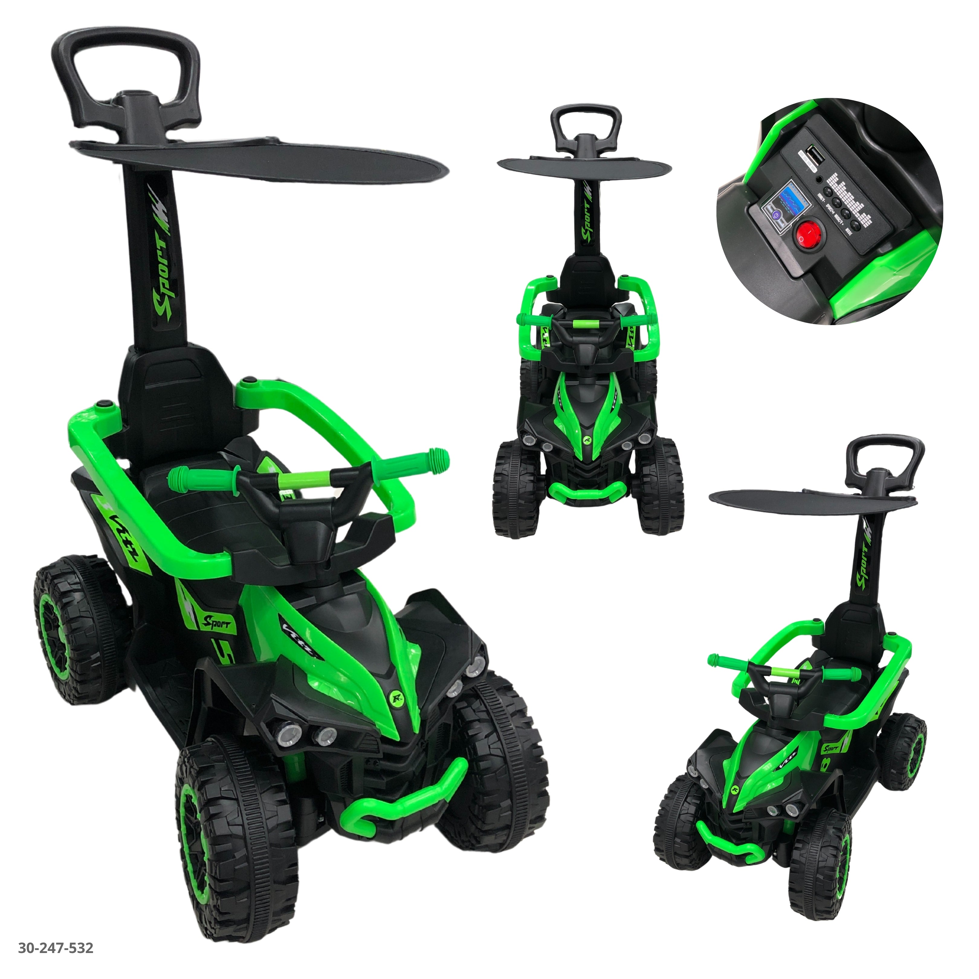 MOTO VERDE CON TECHO PARA NIÑOS