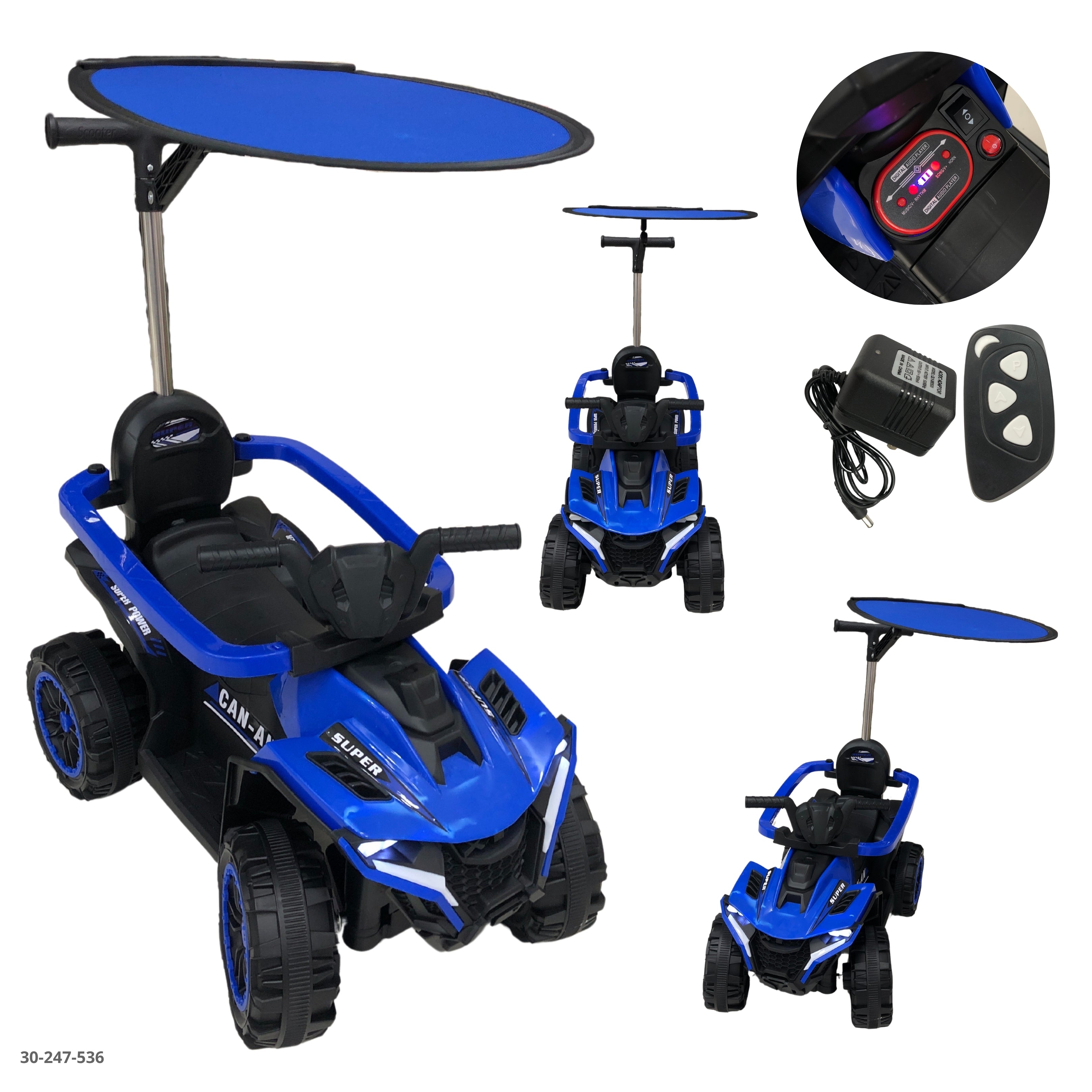 MOTO AZUL CON TECHO PARA NIÑOS