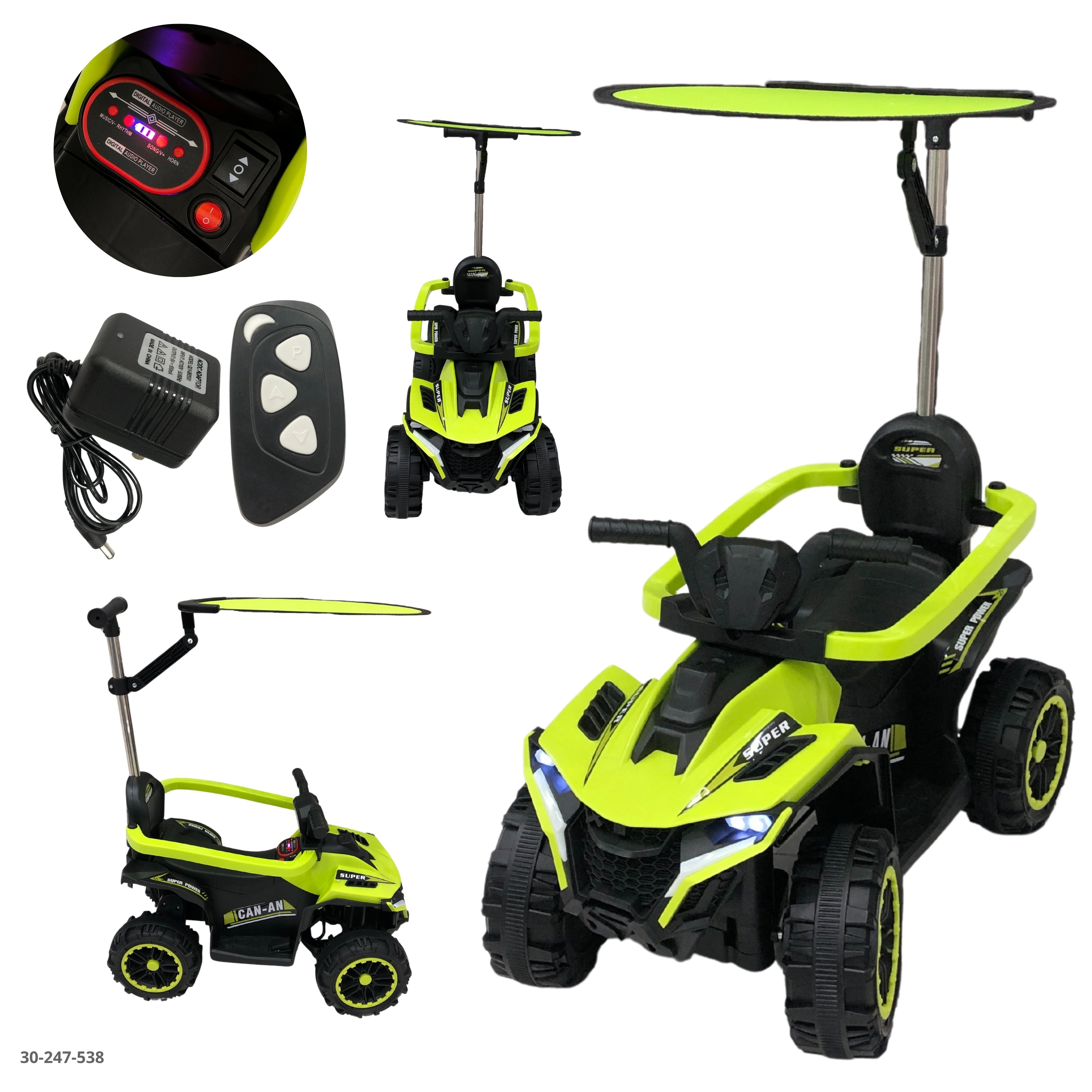 MOTO VERDE CON TECHO PARA NIÑOS