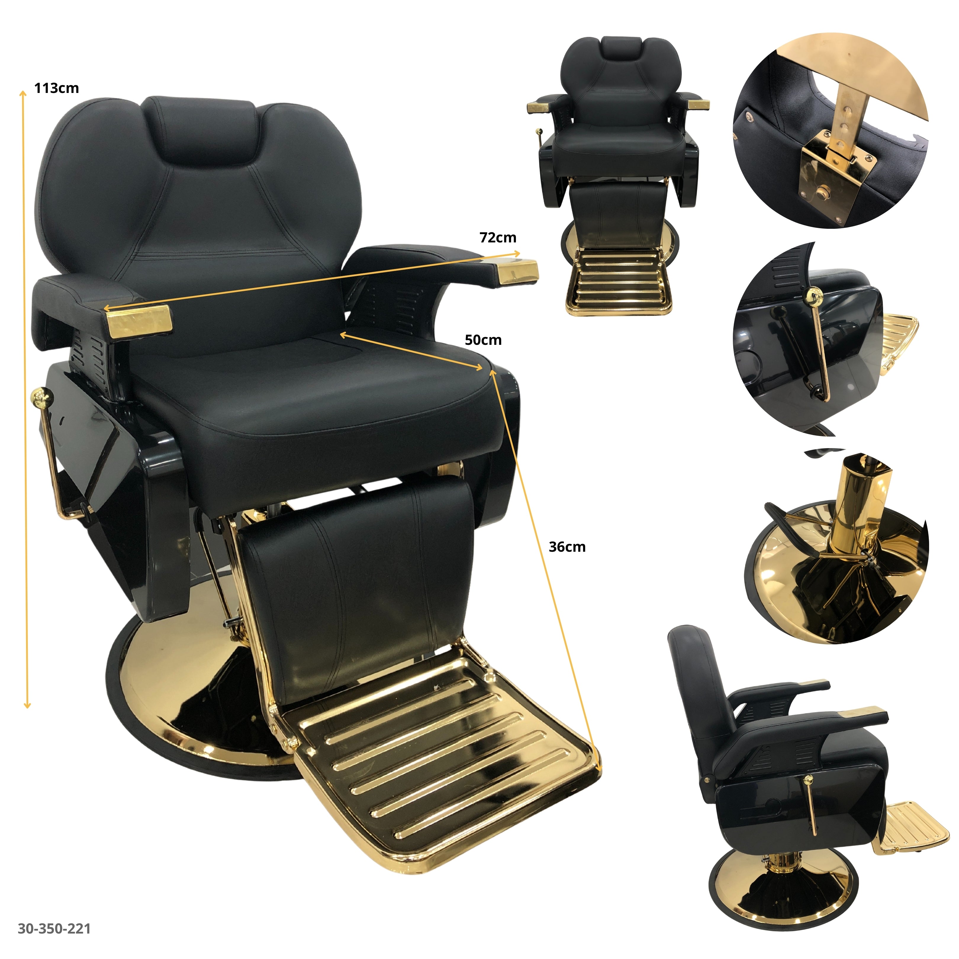 SILLA NEGRA C/DORADA P/PELUQUERIA