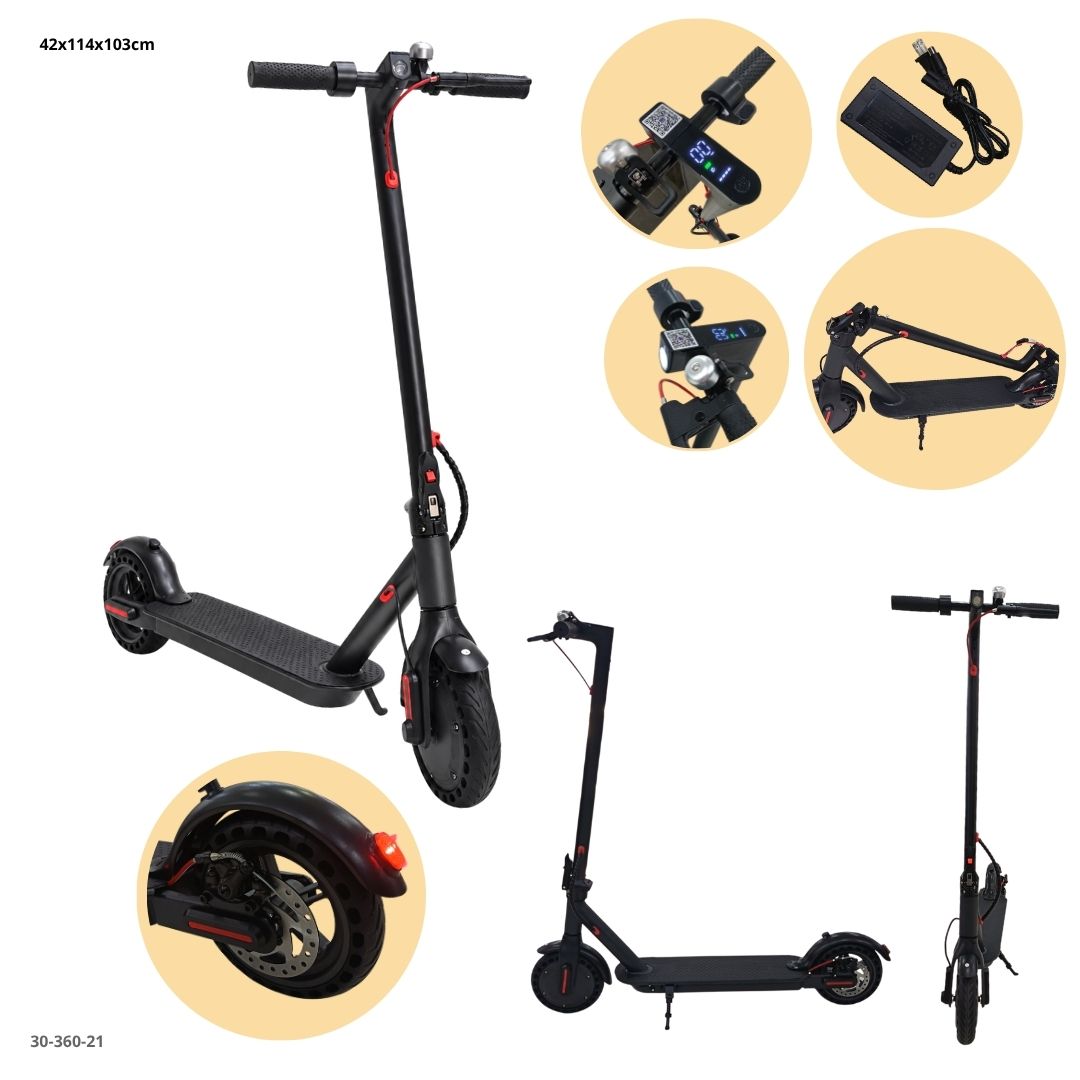 Detalles del scooter M187 estándar: pantalla digital, cargador, freno de disco y plegado (30-360-21)