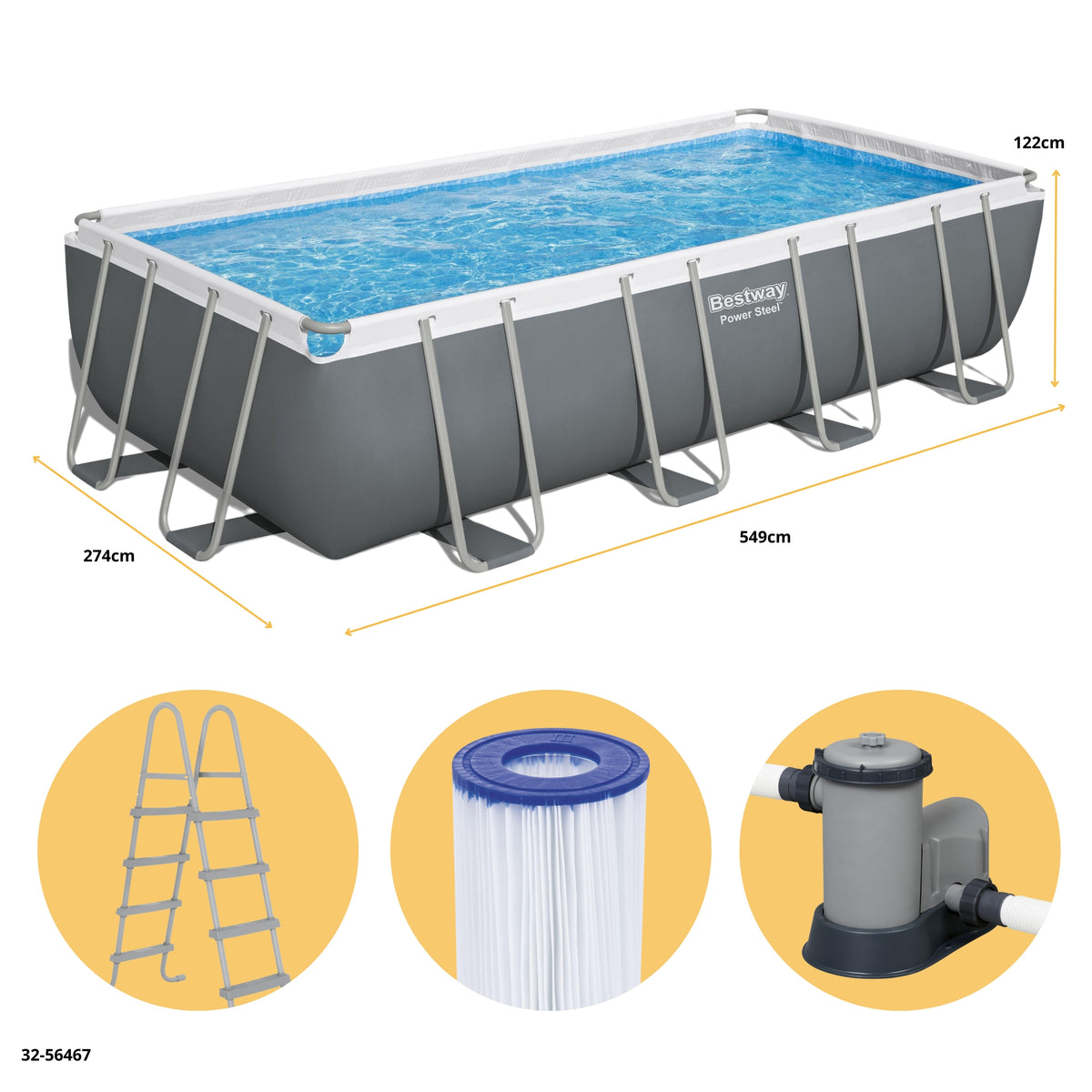 Piscina Bestway Steel Pro Max Rectangular 549x274x122 cm con Bomba y Escalera
