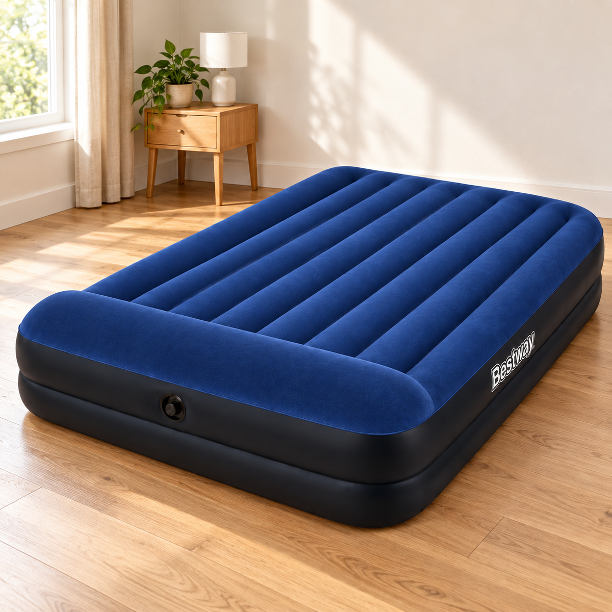 Colchón Inflable Bestway Queen 203 x 152 x 36 cm en ambiente de habitación