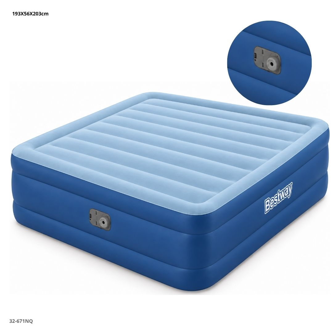 Colchón Inflable Bestway King 203 x 193 x 56 cm con Inflador Eléctrico - Ref. 32-671NQ