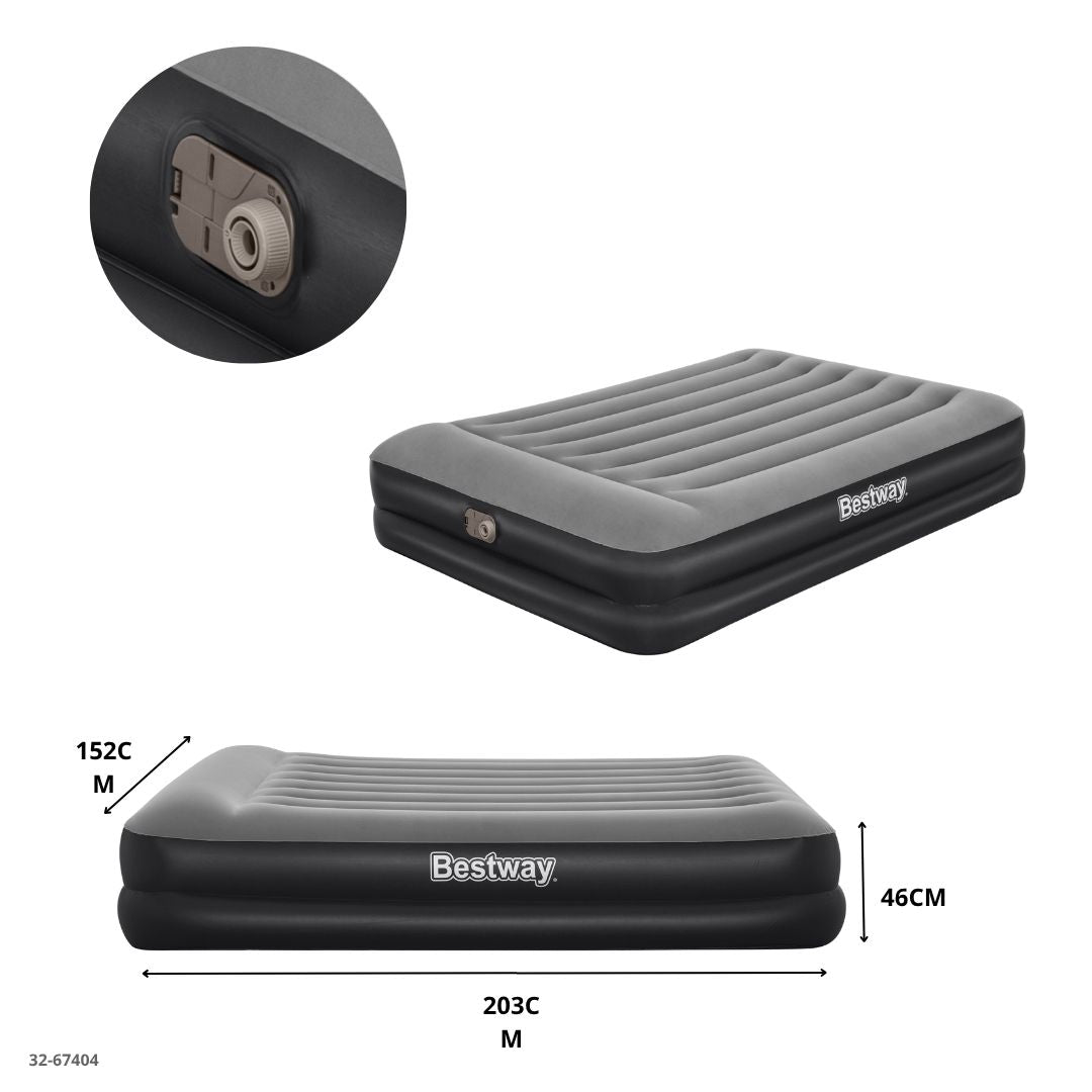 COLCHON INFLABLE QUEEN NEGRO + INFLADOR 203*152*46CM
