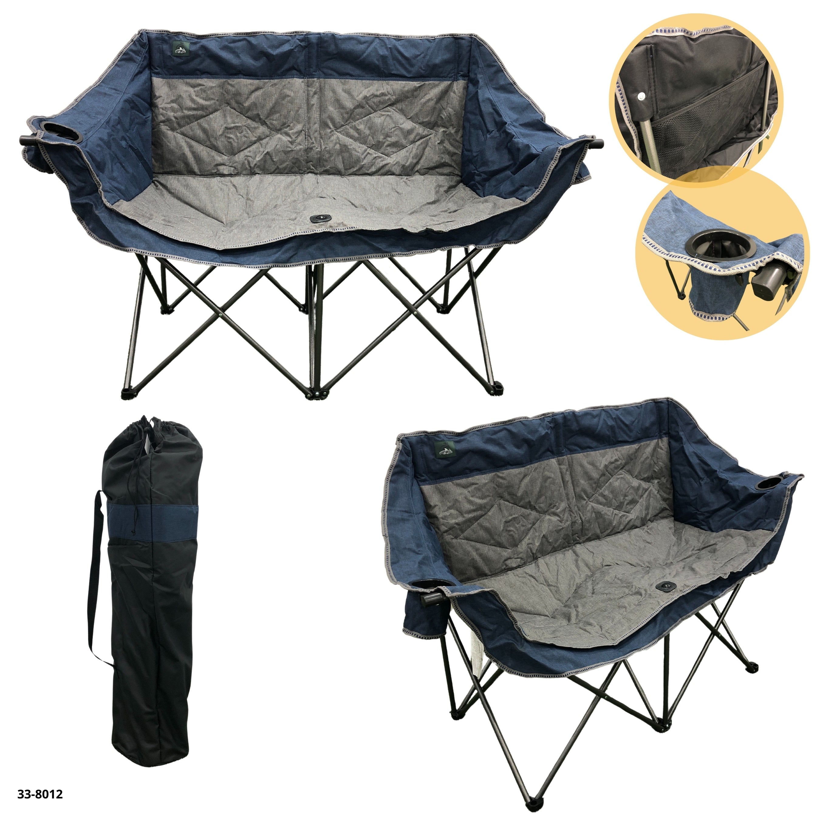 SILLA CAMPING DOBLE AZUL/GRIS - plegable