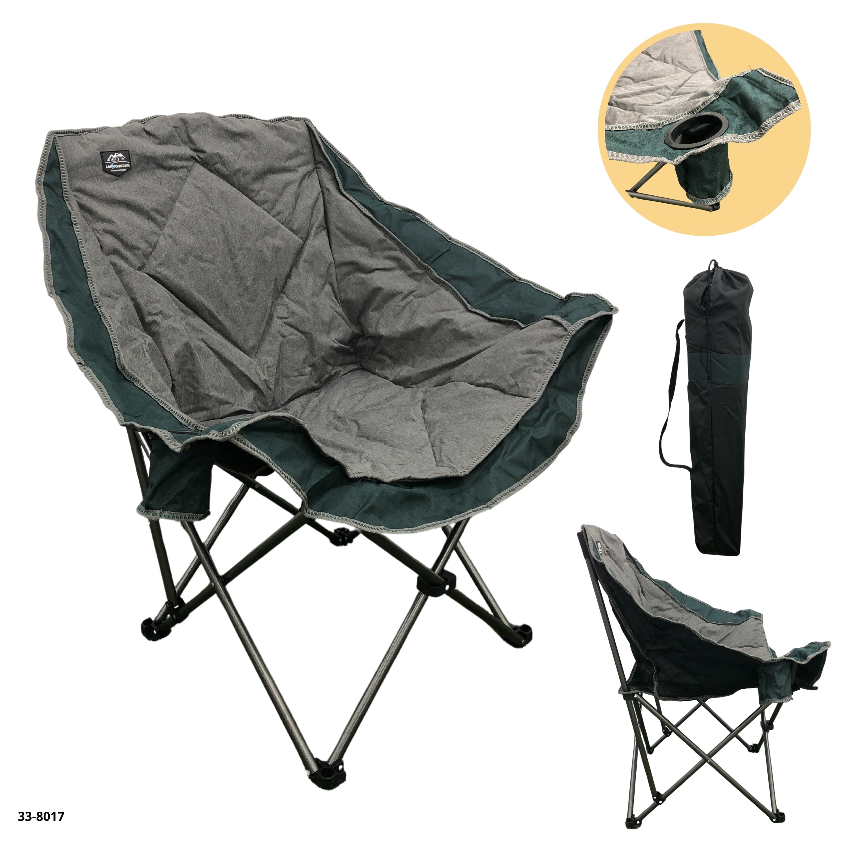SILLA CAMPING GRIS/VERDE - plegable