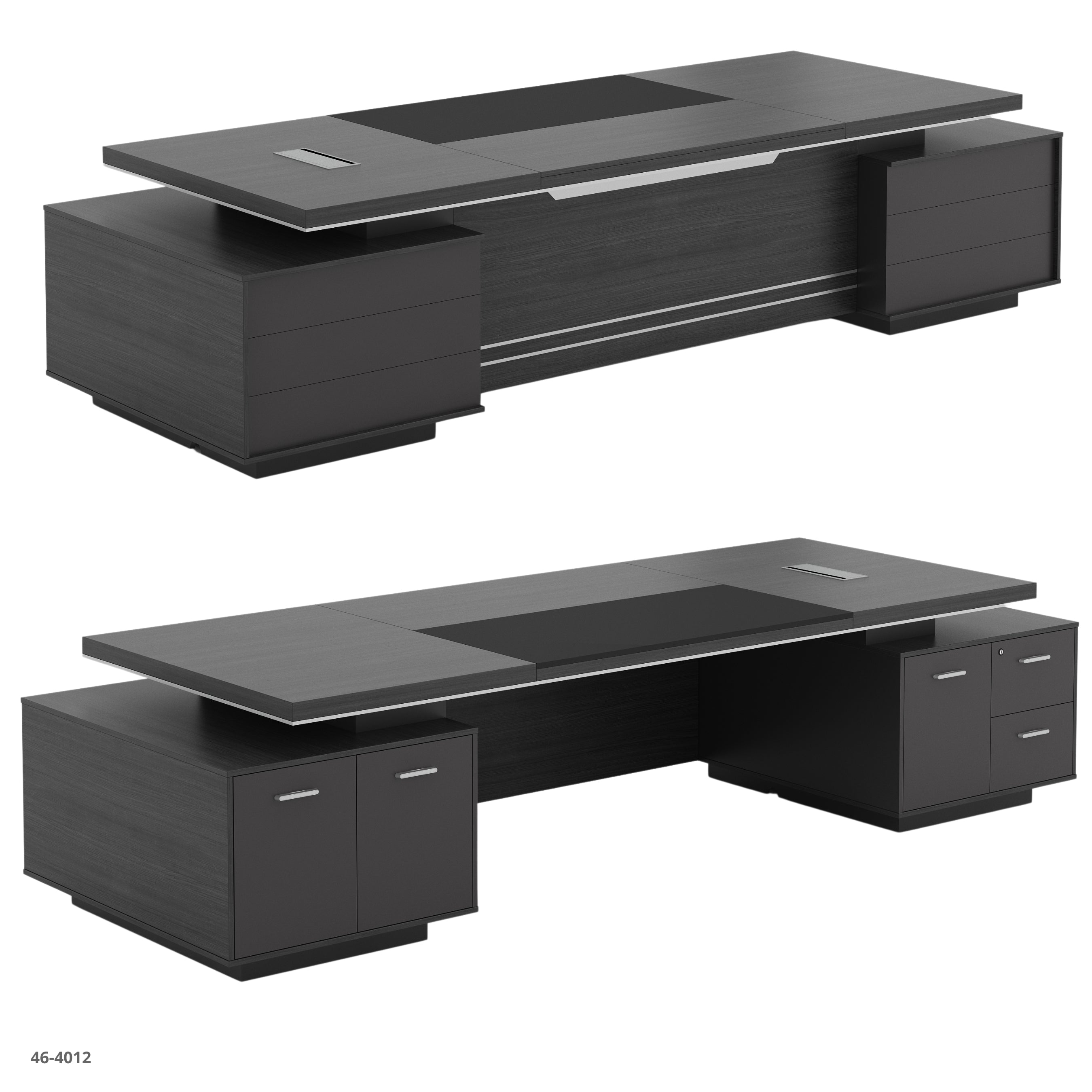 ESCRITORIO EJECUTIVO GRIS DE LUJO CON GABINETE