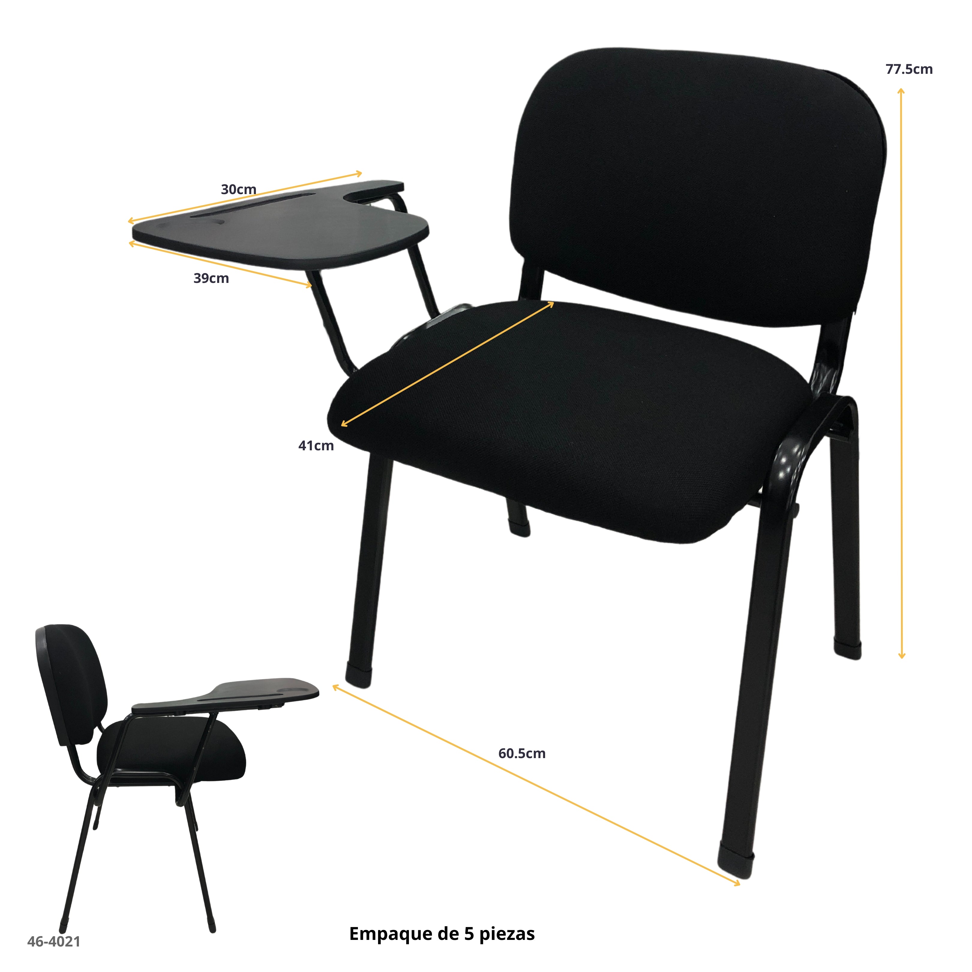 SILLA NEGRA CON PUPITRE