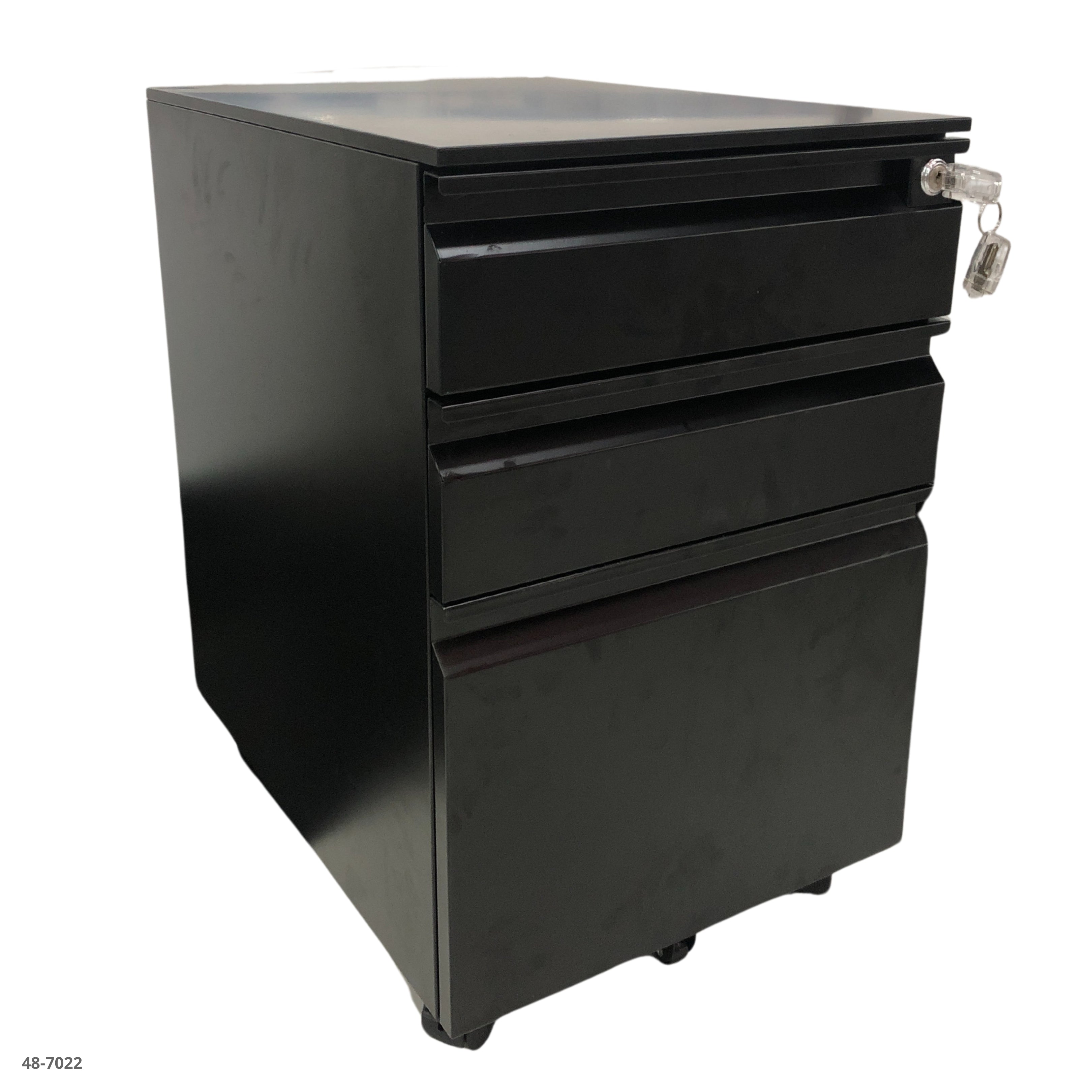 ARCHIVADOR METALICO NEGRO 3 GAVETAS PEQUEÑO CON RUEDAS