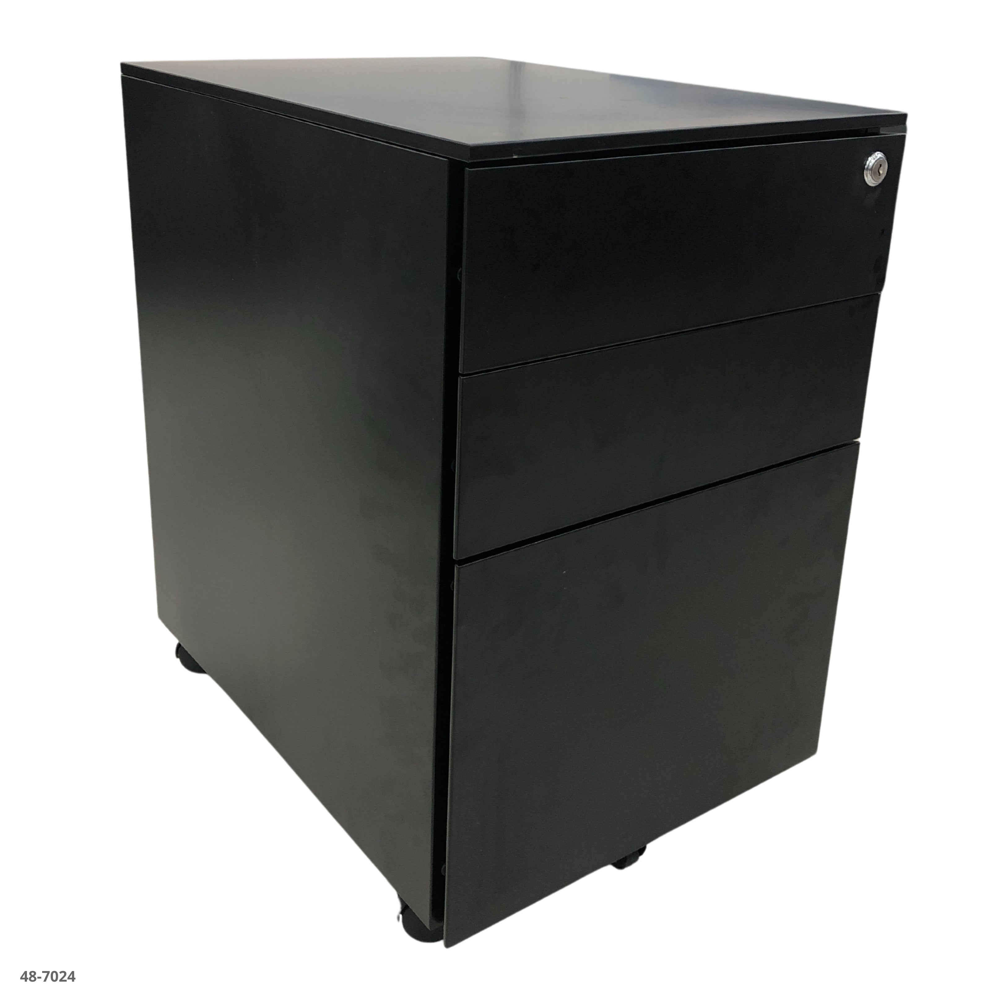 ARCHIVADOR METALICO NEGRO 3 GAVETAS PEQUEÑO CON RUEDAS