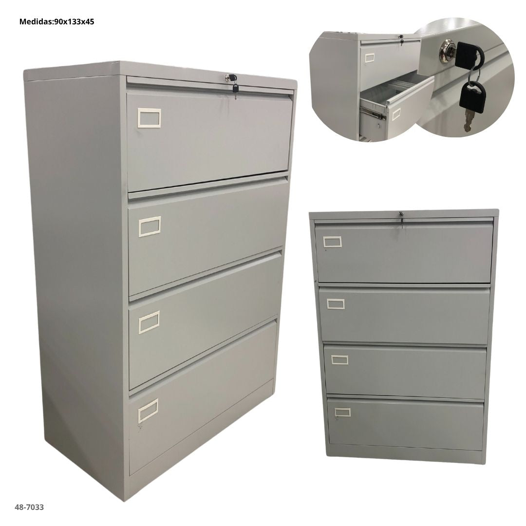 ARCHIVADOR LATERAL METALICO 4 GAVETAS GRIS CLARO 1
