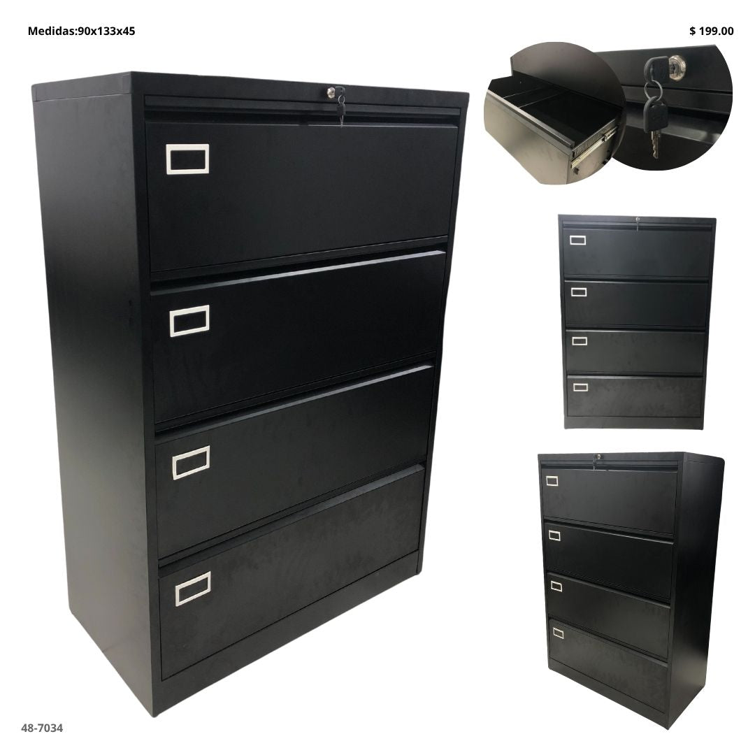 ARCHIVADOR LATERAL METALICO 4 GAVETAS NEGRO 1
