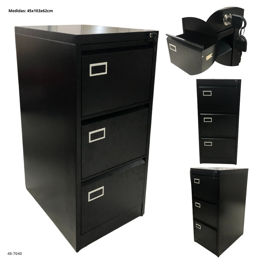 Archivador metalico 3 gavetas negro - 48-7040
