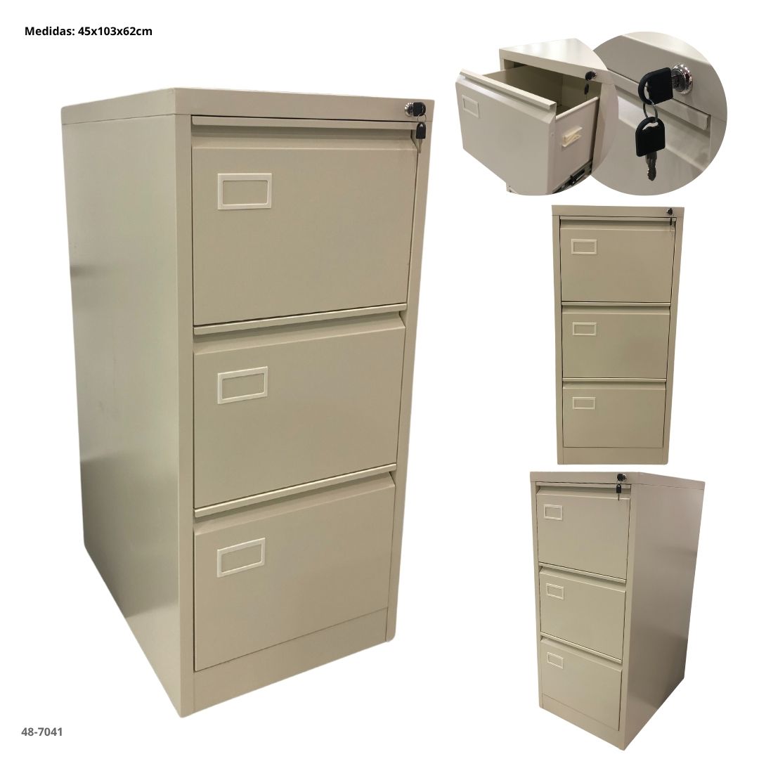 Archivador metalico 3 gavetas beige oscuro - 48-7041