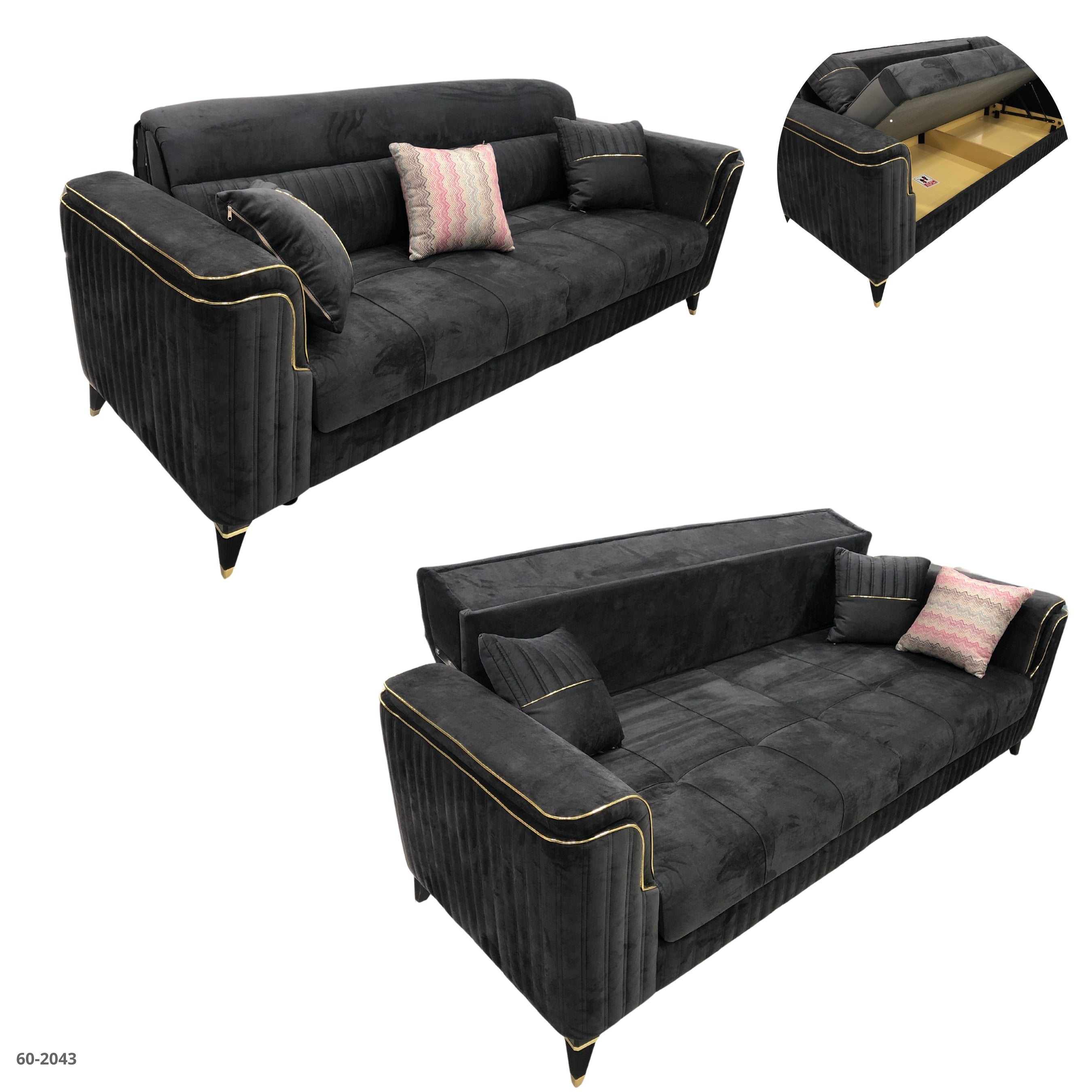SOFA CAMA ORLANDO GRIS OSCURO