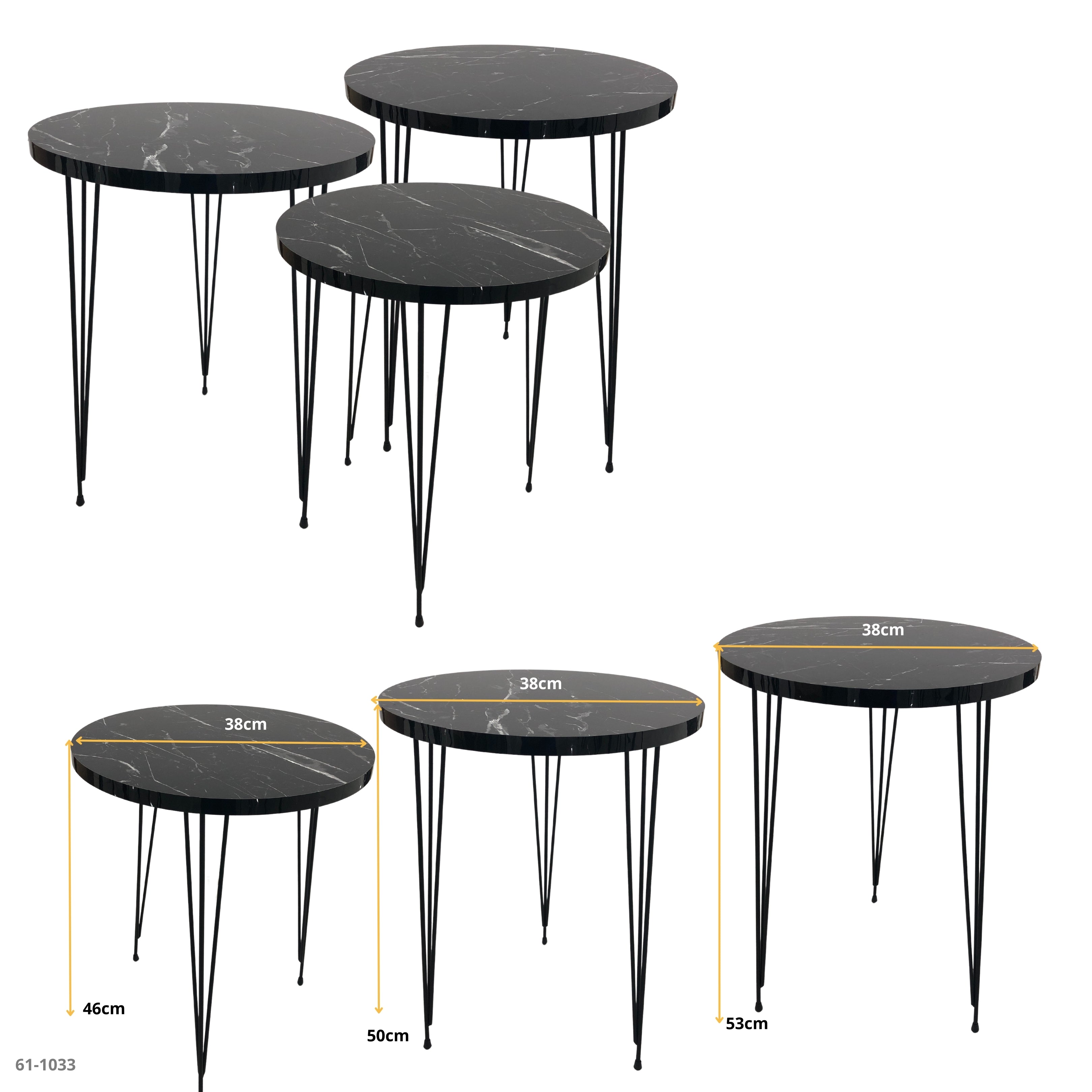 SET OF TABLES 3 PIECES GRAY/WUTTON / 61-1020