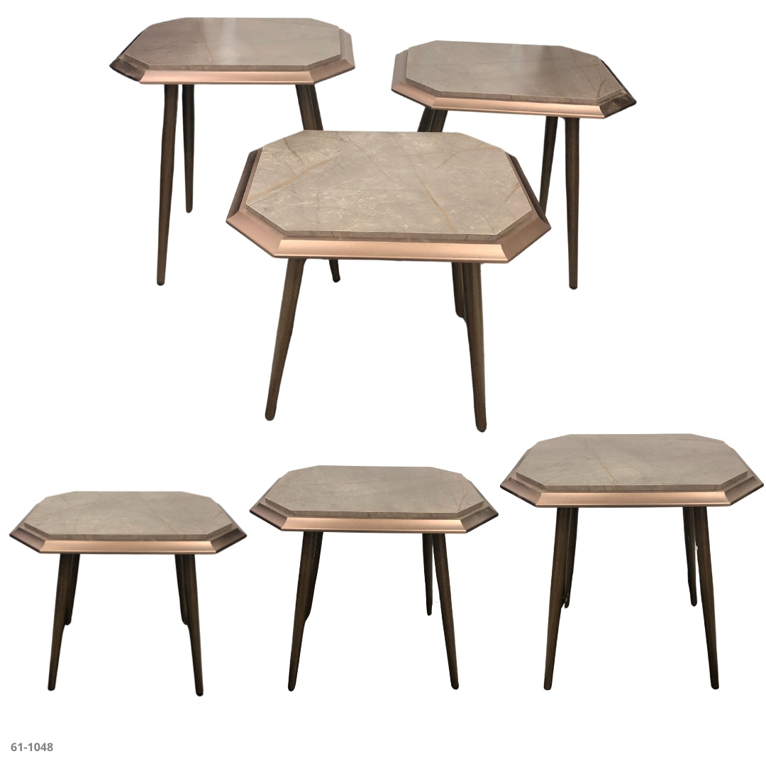 SET OF TABLES 3 PIECE GRAY/BRONZE / 61-1048