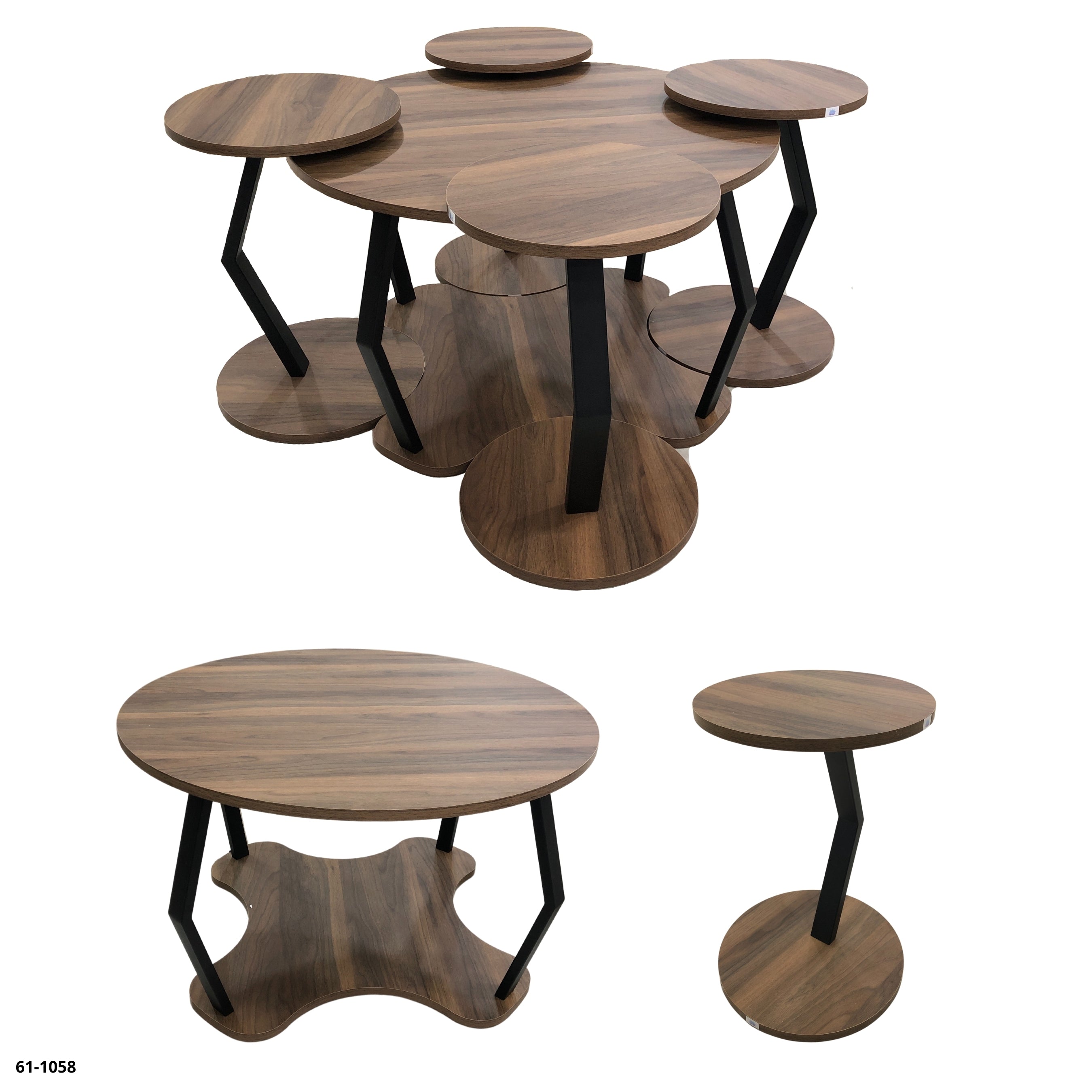 SET OF 5 PIECE TABLES WALNUT/GOLD / 61-1045