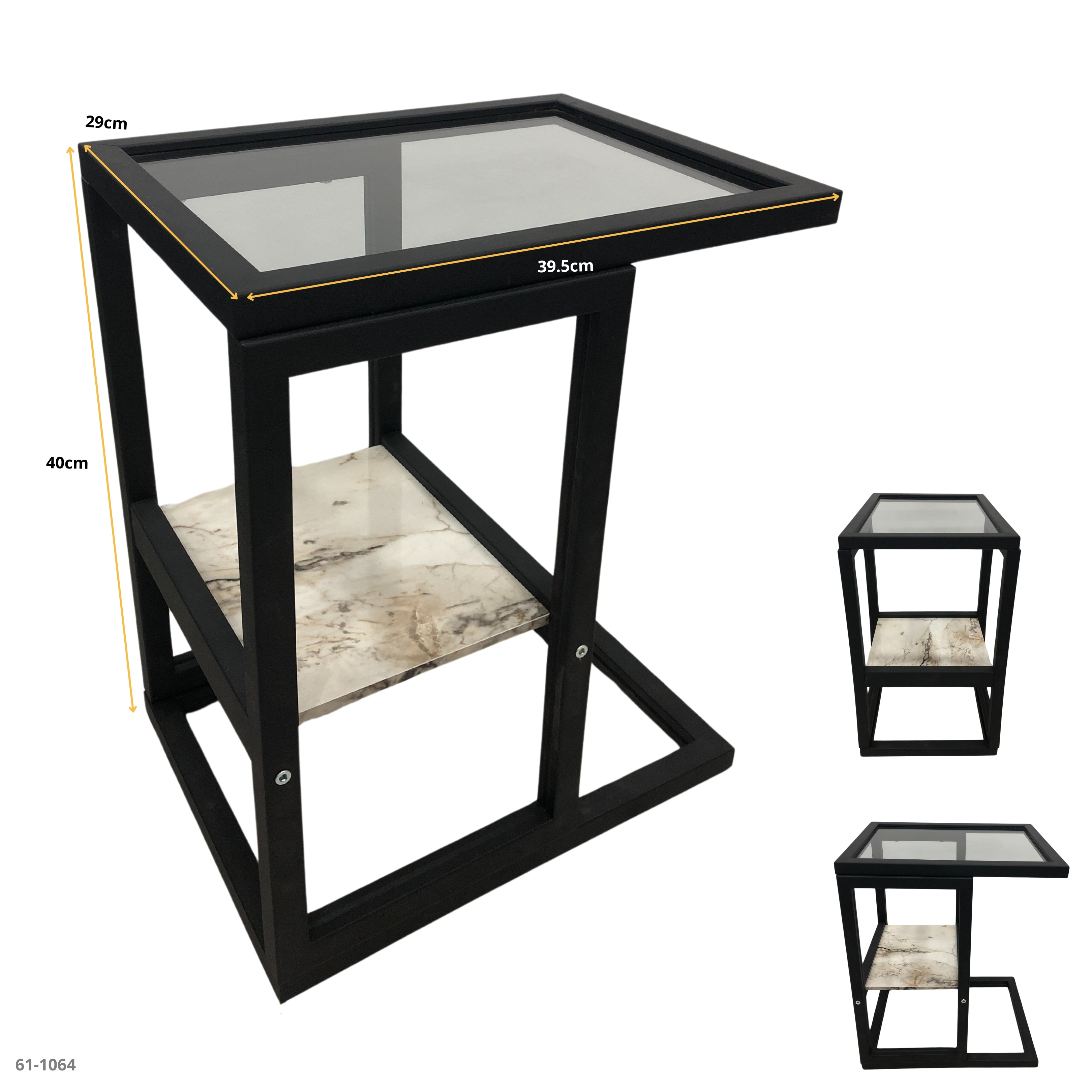 MESITA DE CAFÉ PERSONAL NEGRO/VIDRIO