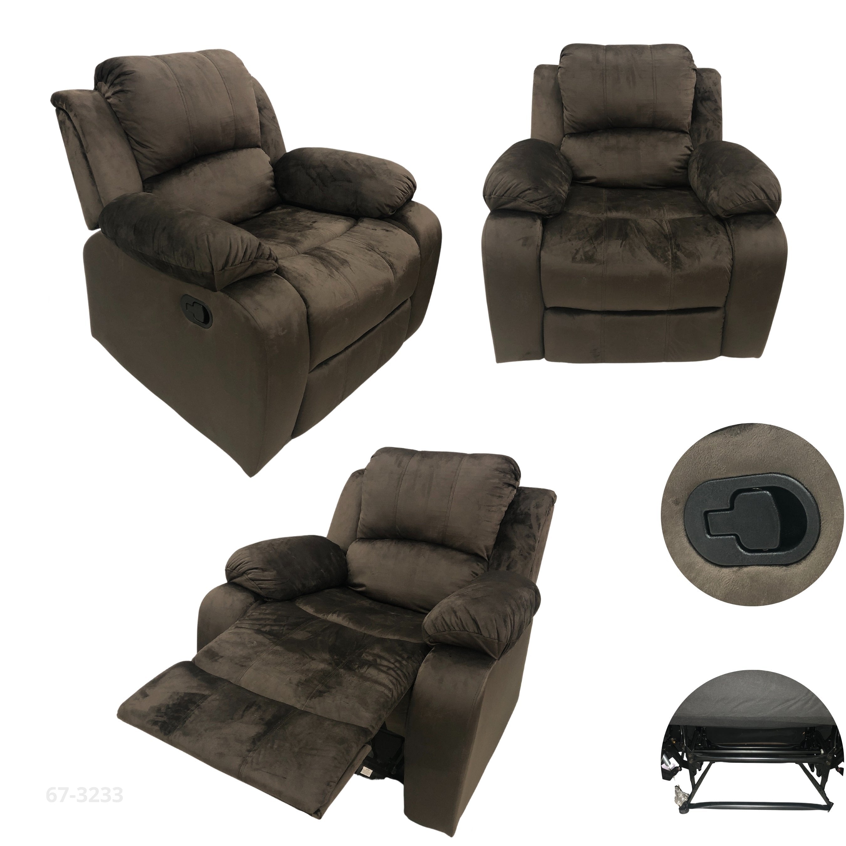 SOFA RECLINABLE DE TELA CHOCOLATE