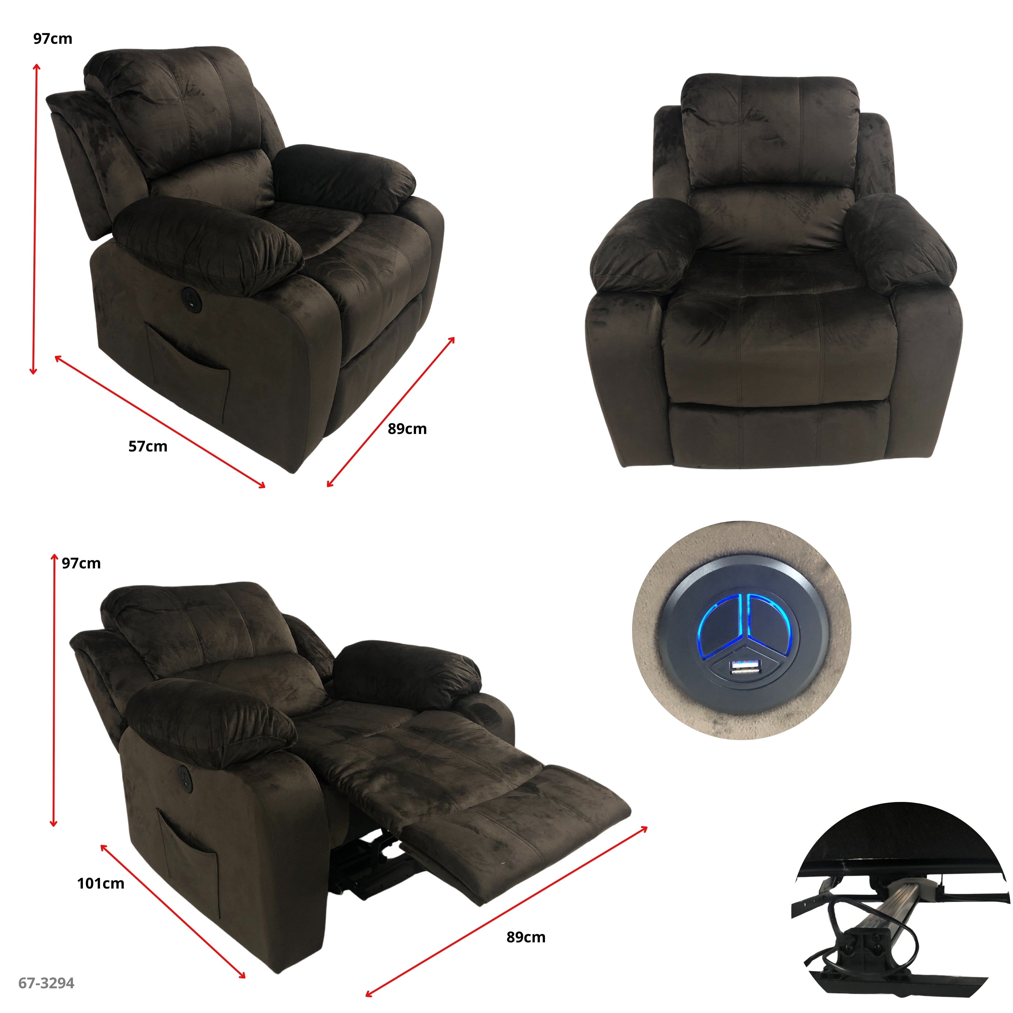 SOFA RECLINABLE ELECTRICO CHOCOLATE