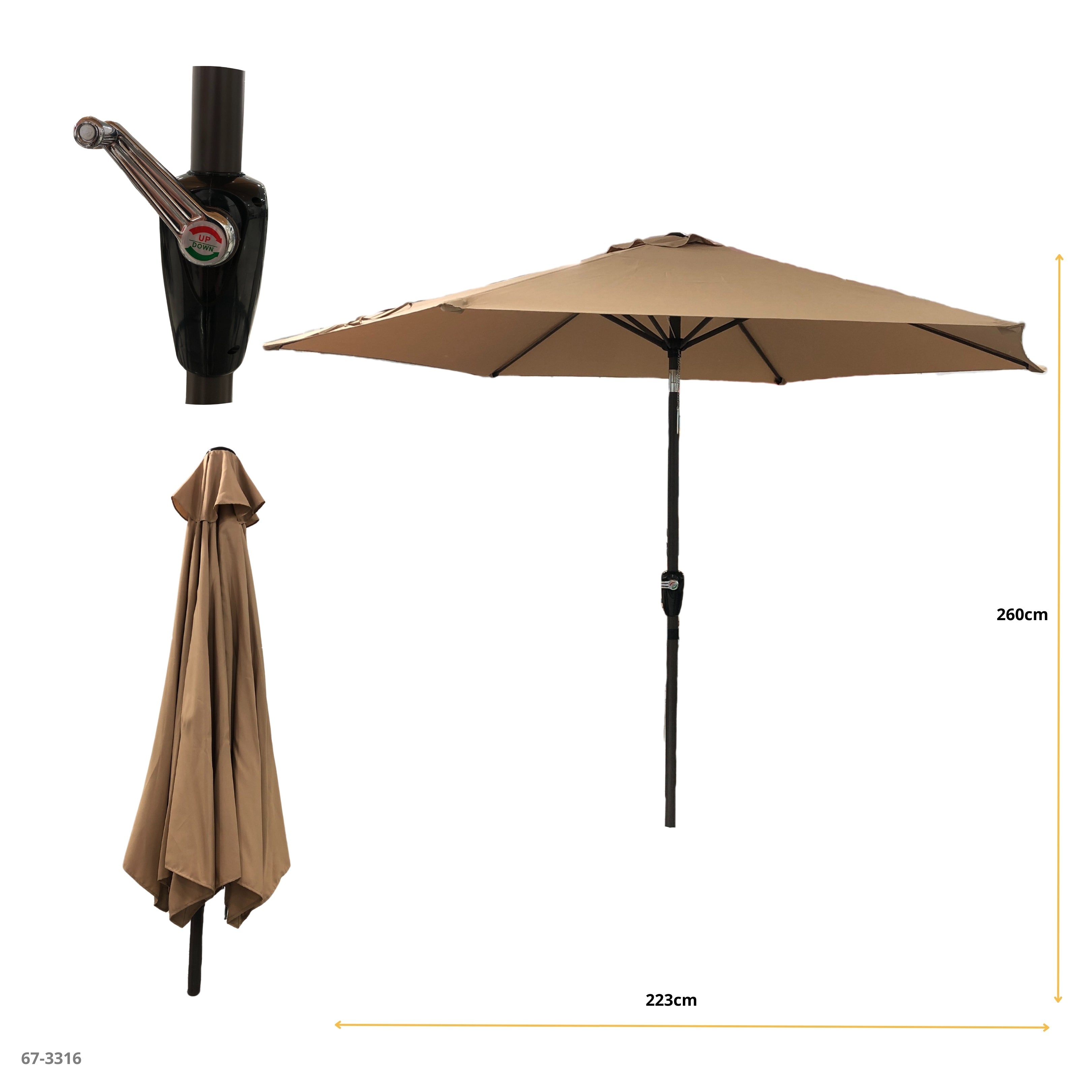 Sombrilla de playa crema 3m x 2.2m 67-3316