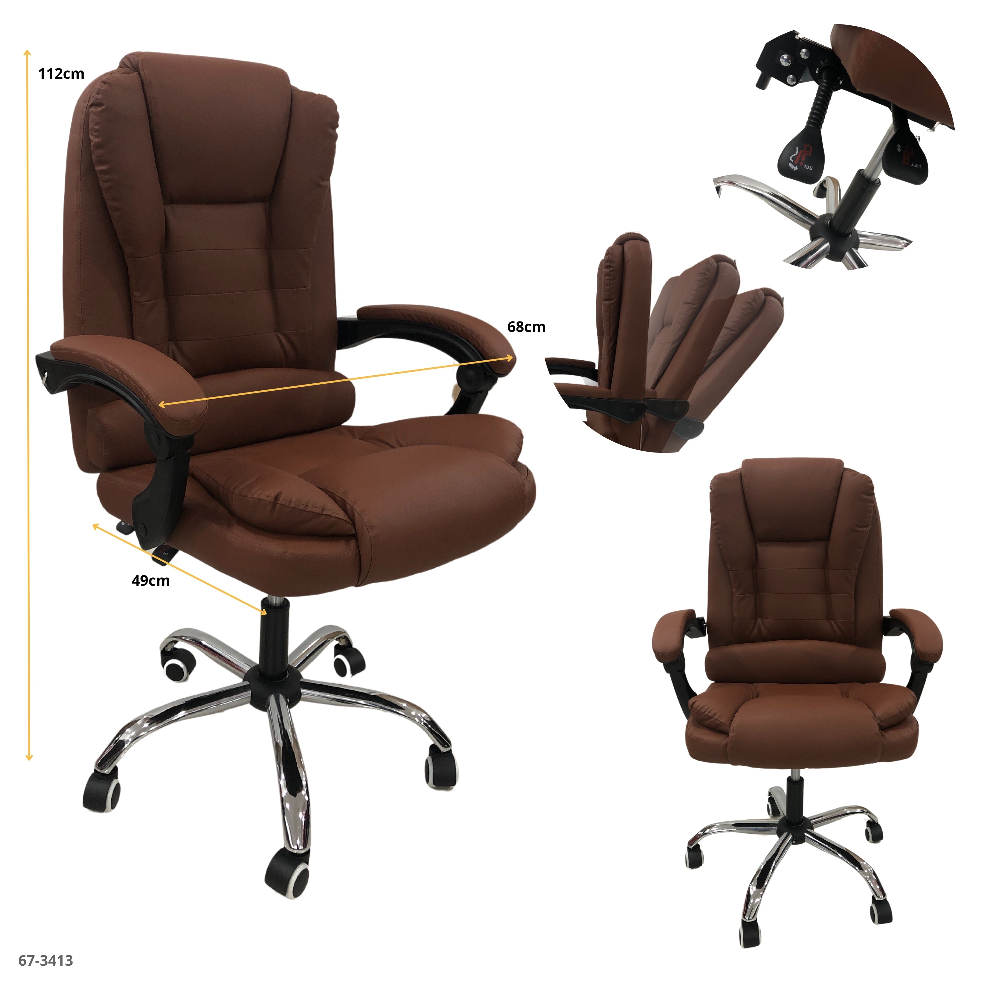 SILLA DE OFICINA CUERINA KAKY OSCURO - oficina