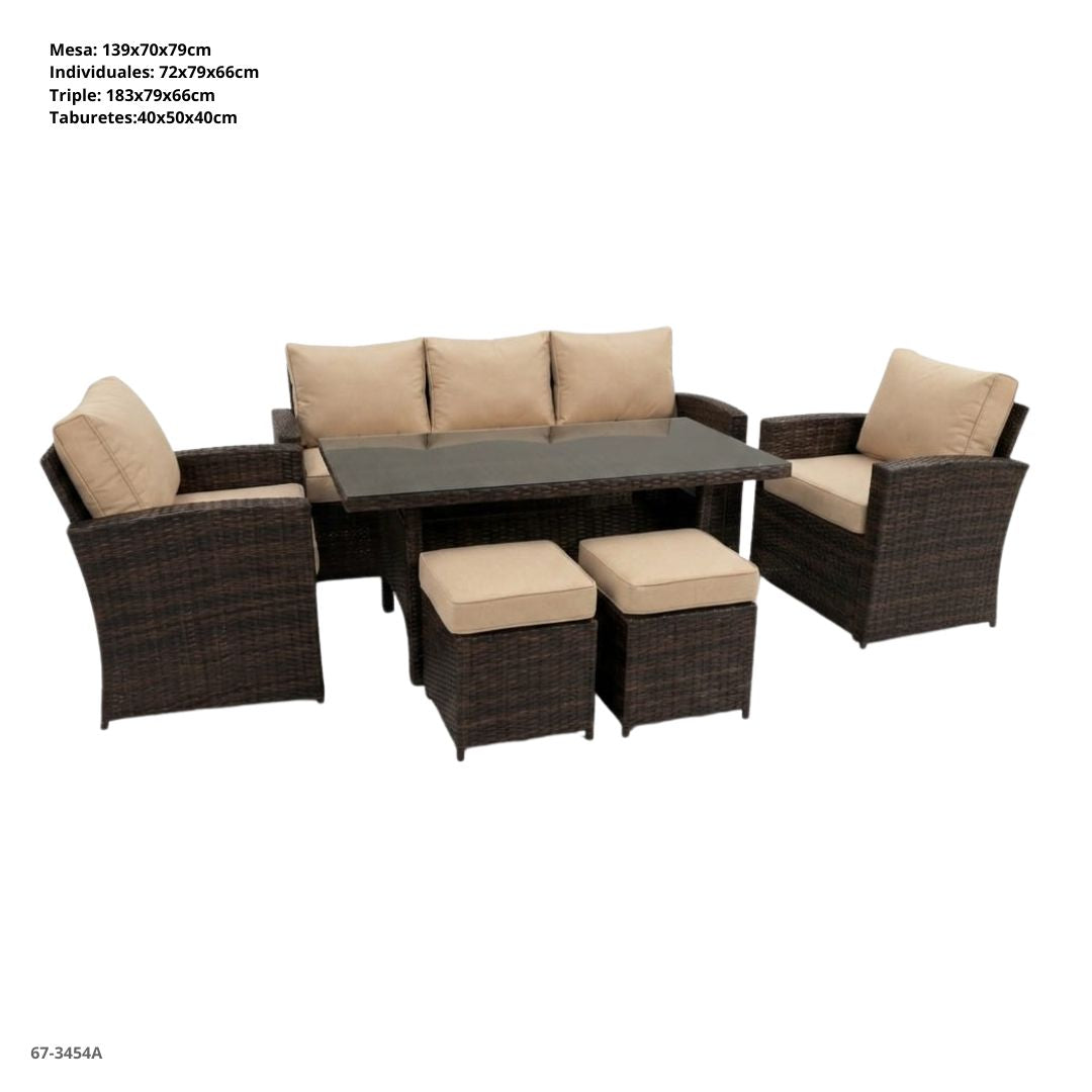 JUEGO DE SOFA 6 PZAS COLOR KHAKI