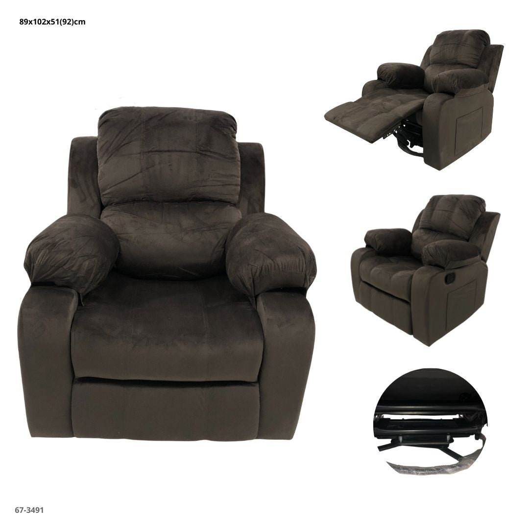 SOFA RECLINABLE CHOCOLATE TEL MECEDORA