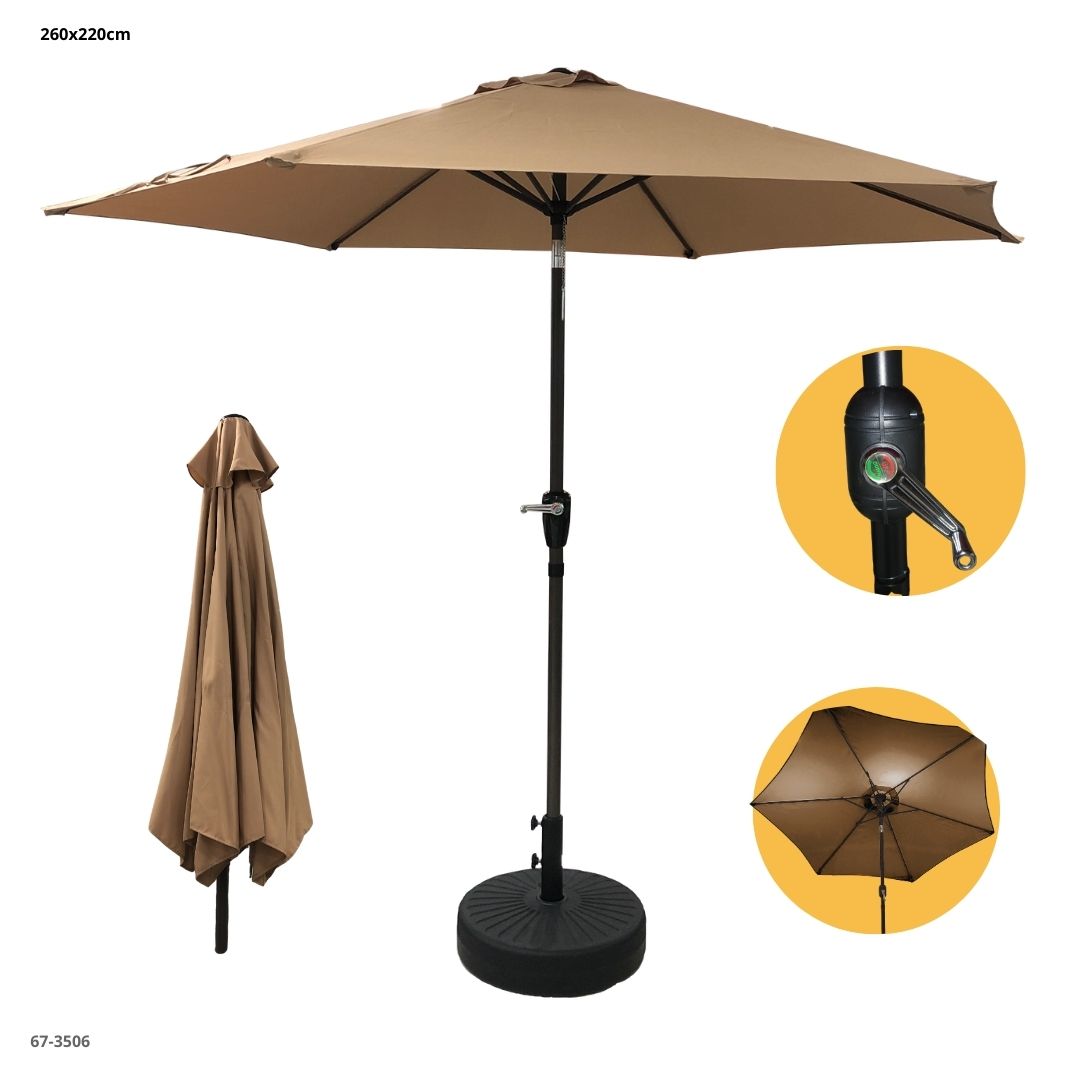 Sombrilla de Playa Khaki 2.6 x 2.2 m - Ref. 67-3506