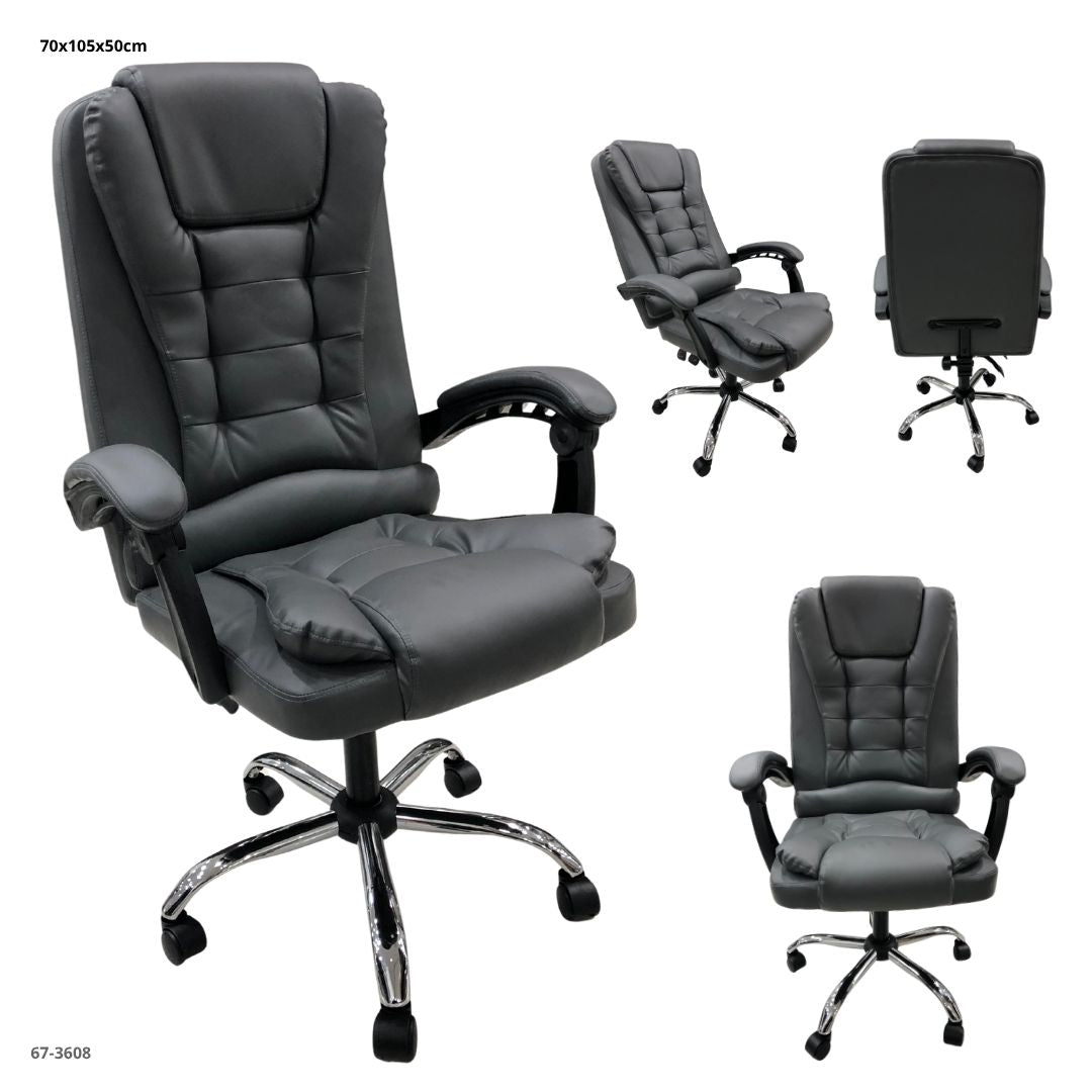 SILLA DE OFICINA CUERINA GRIS