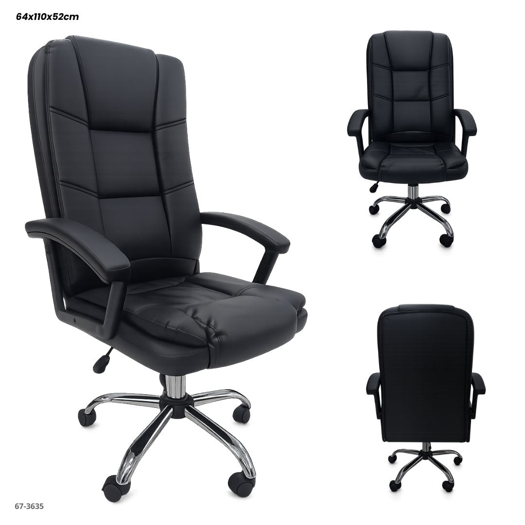 SILLA DE OFICINA CUERINA NEGRO