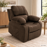 Sofa Reclinable Electrico Asistencia Mayor Tela Chocolate - en ambiente (67-3651)