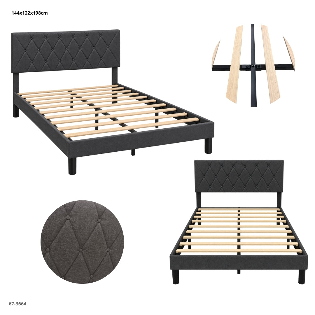 CAMA FULL GRIS OSCURO CAPITONE 67-3664